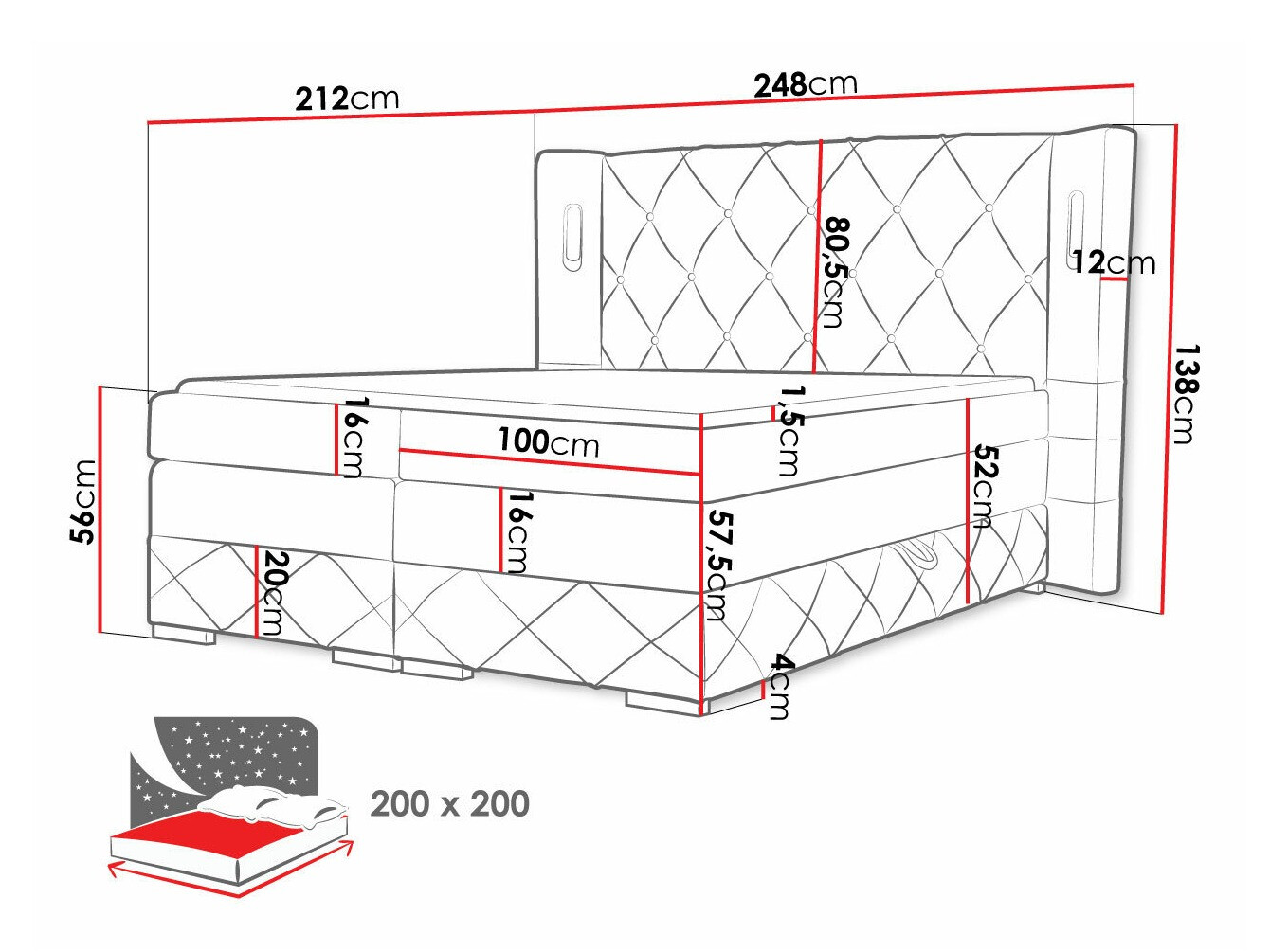 Pat boxspring Historia (Kameleon 92)