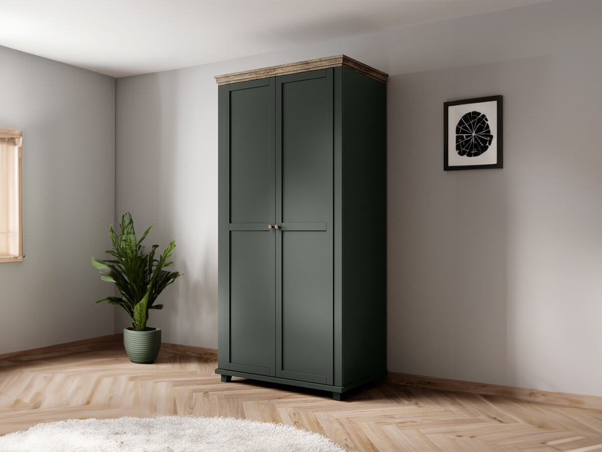 Dulap Tolnue 125 (Verde închis + Stejar lefkas)
