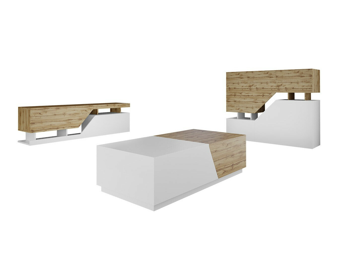 Set de living Comfivo Daldune I (Stejar Wotan + Alb)