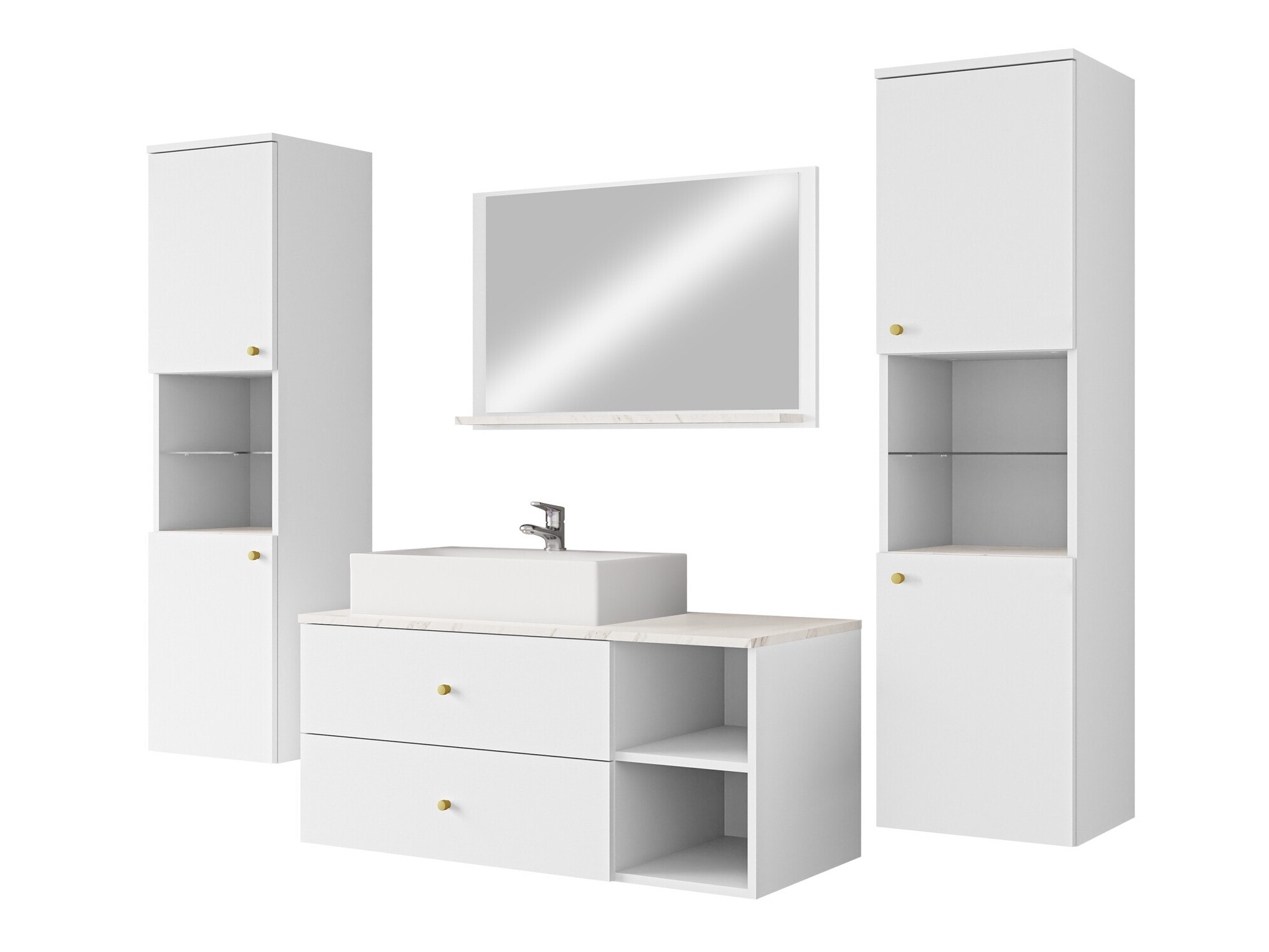 Set baie Salus III (Alb + Marmură albă)