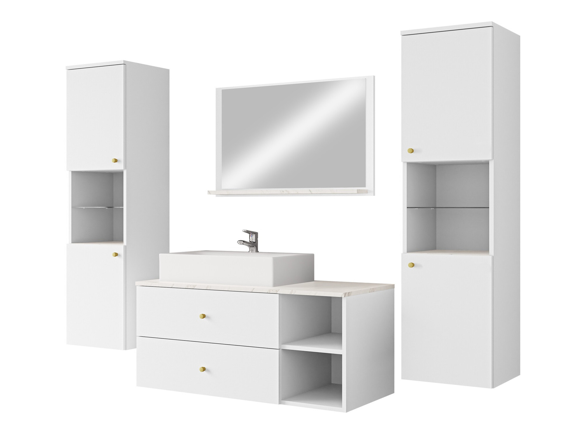 Set baie Salus III (Alb + Marmură albă)