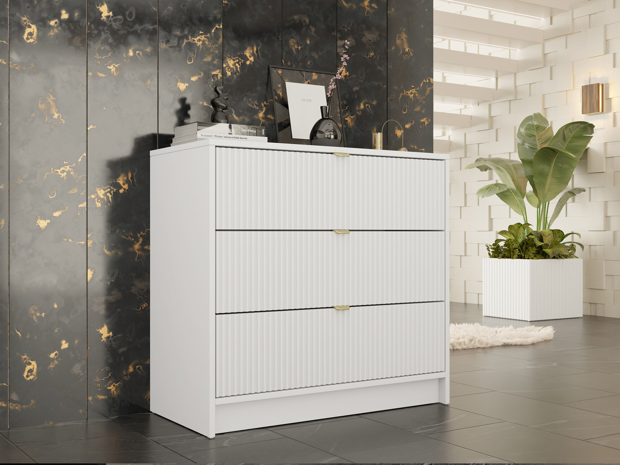 Comodă Comfivo Papilio I (Alb)