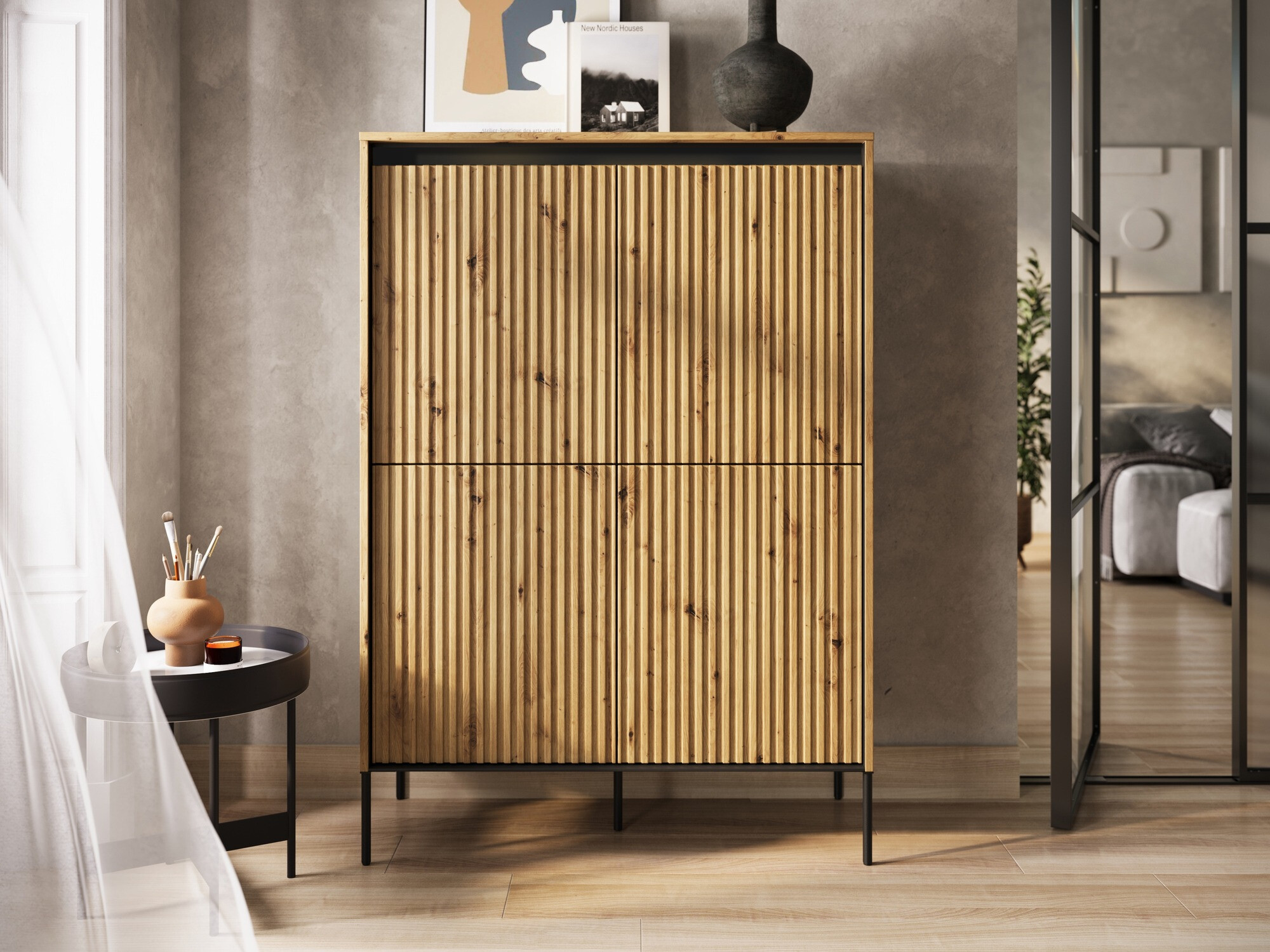 Bufet Fernolu 102 (Stejar artizan + Negru)