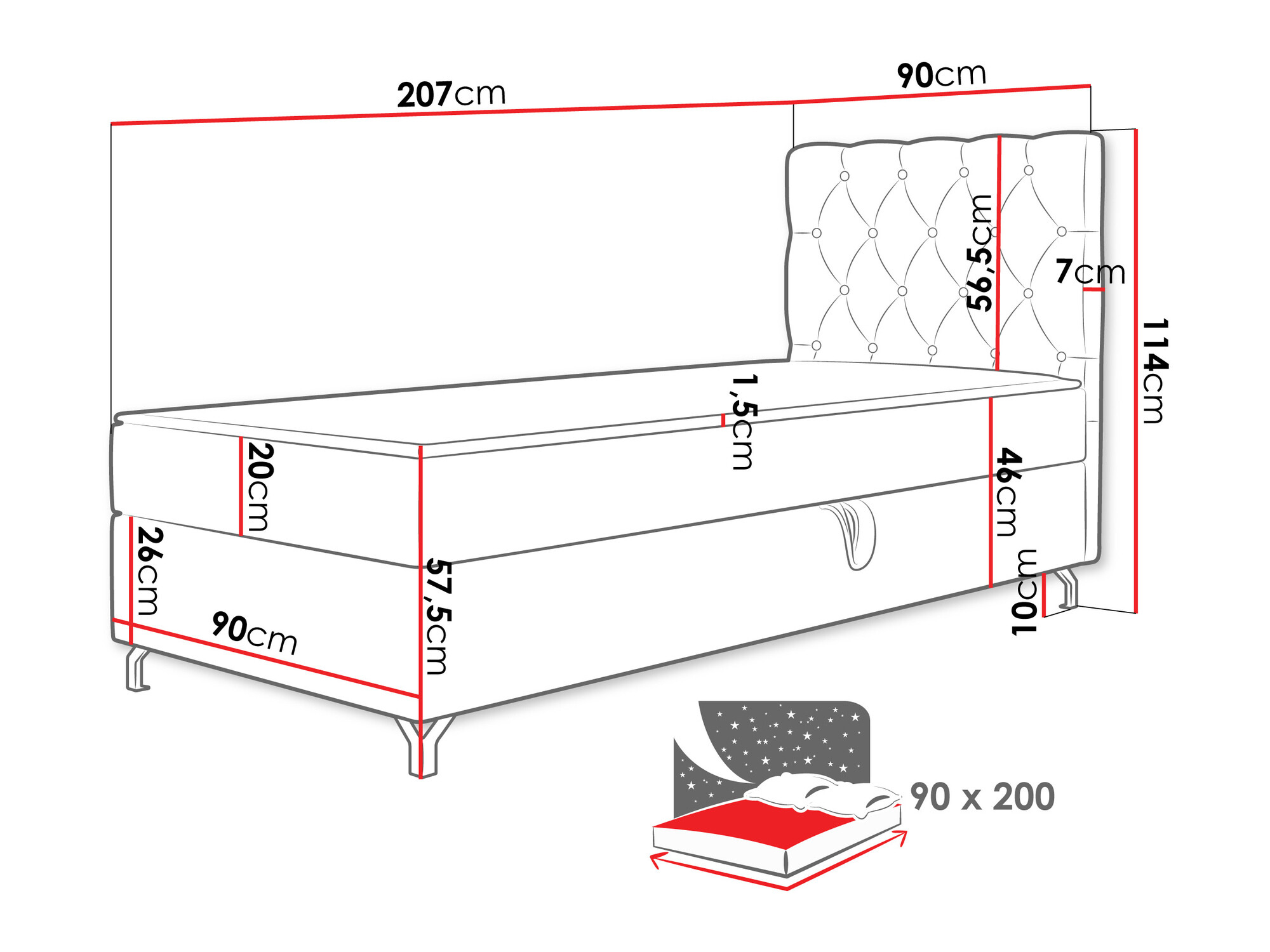 Pat boxspring Memphis 142 (Manila 16)