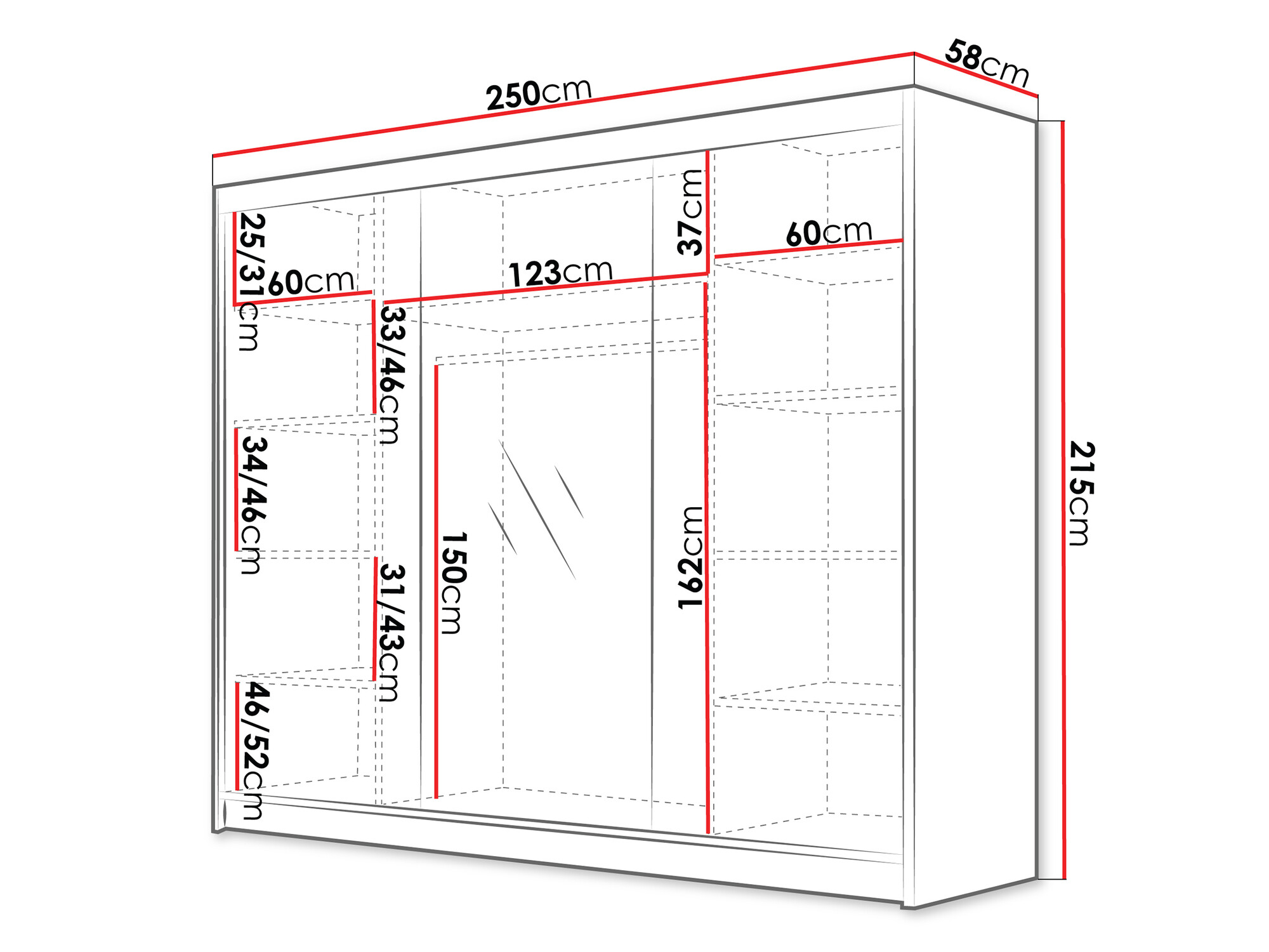 Dulap Closico Veltron II (Alb + Negru)