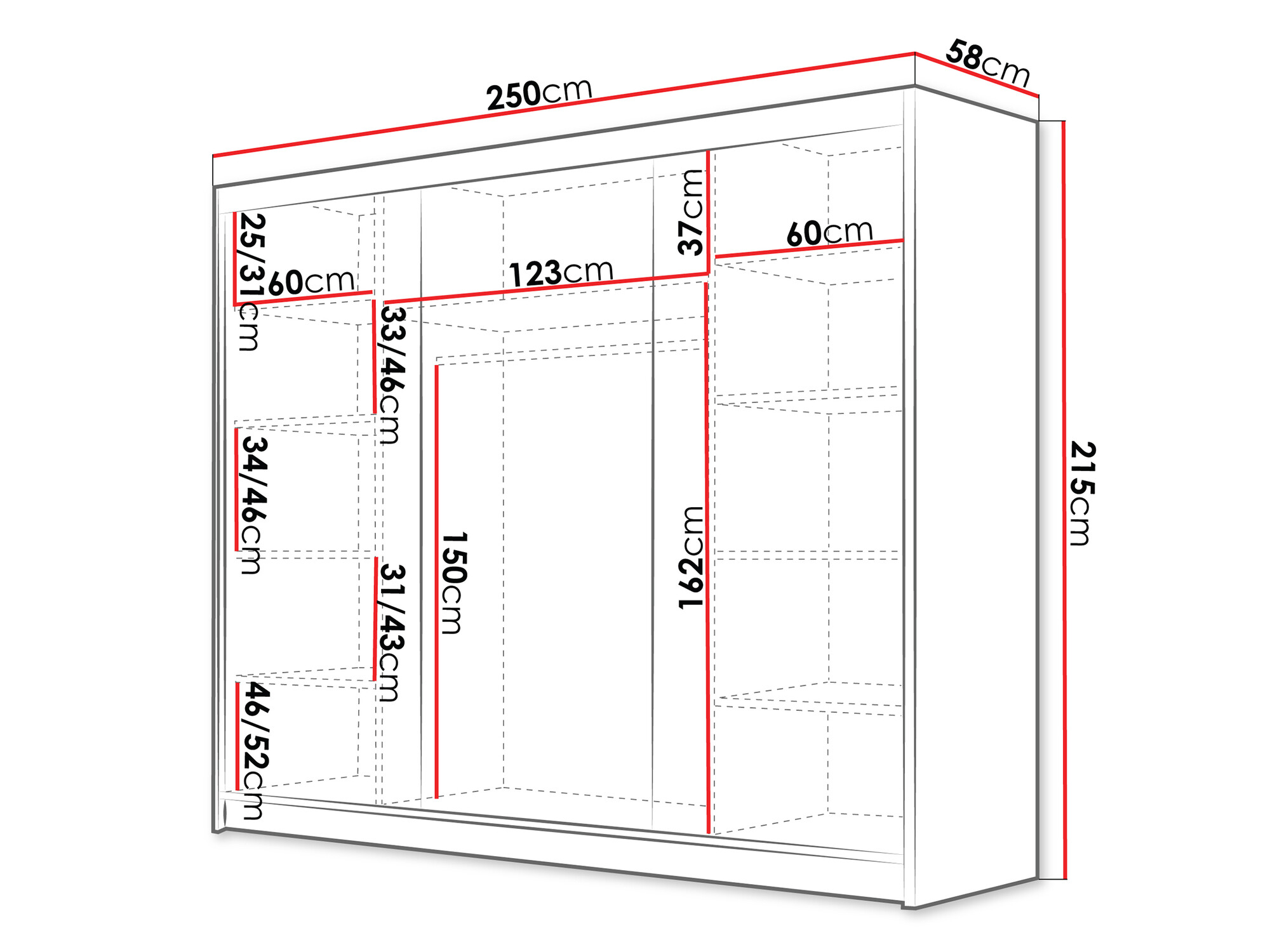 Dulap Closico Veltron II (Negru + Alb)