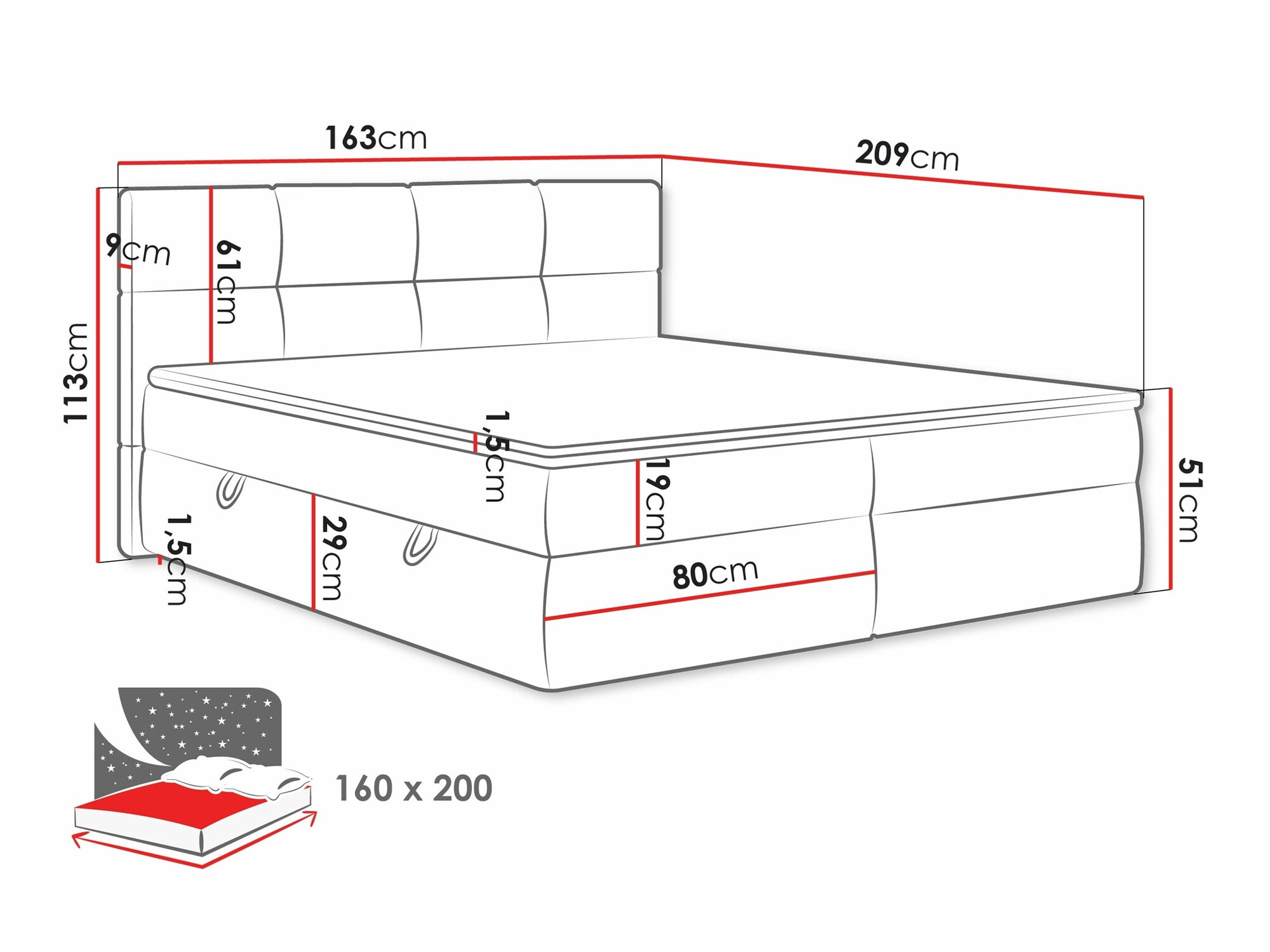 Pat boxspring ComfiDream Nivina (Curio 11)