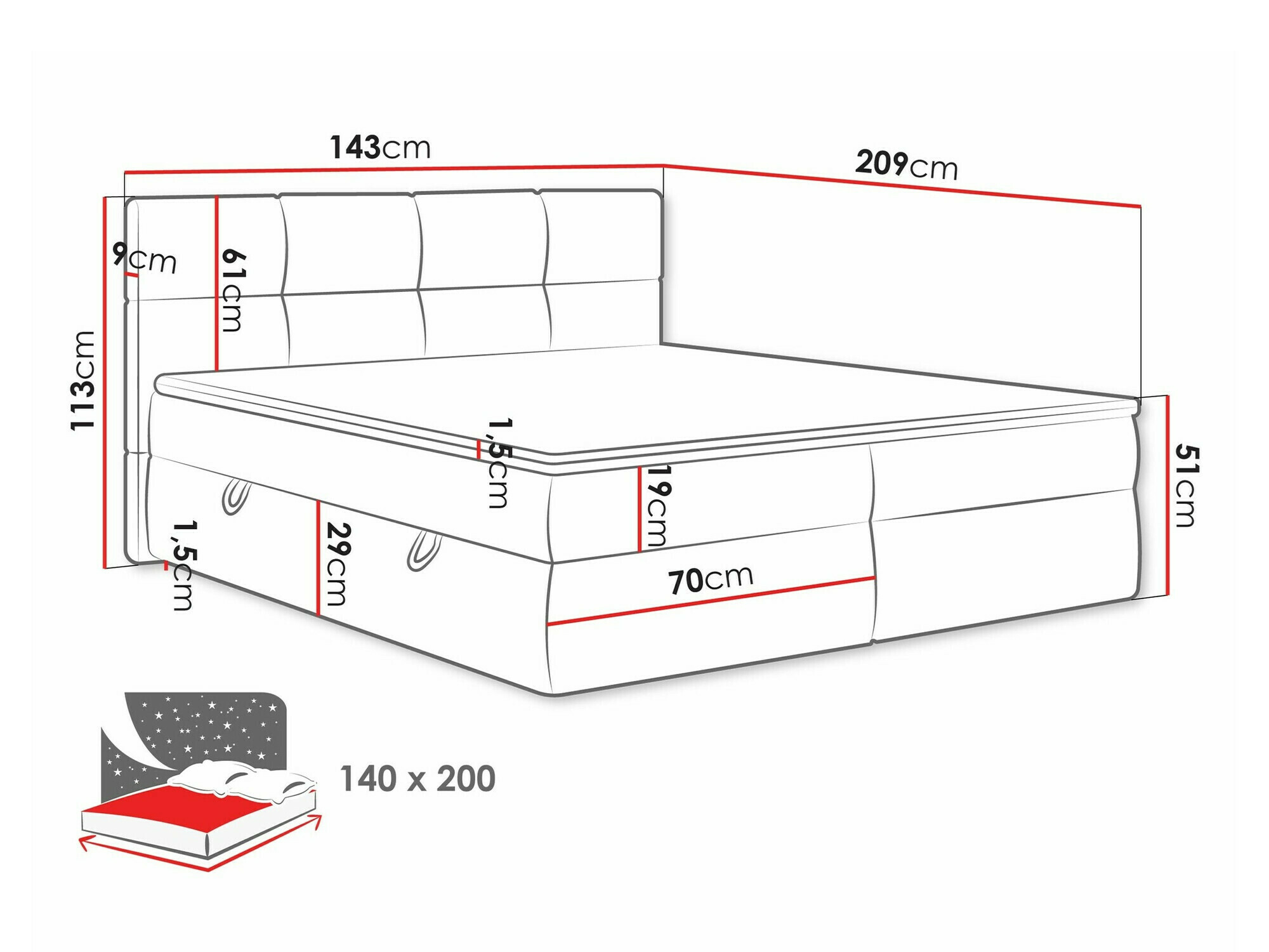 Pat boxspring ComfiDream Nivina (Curio 99)