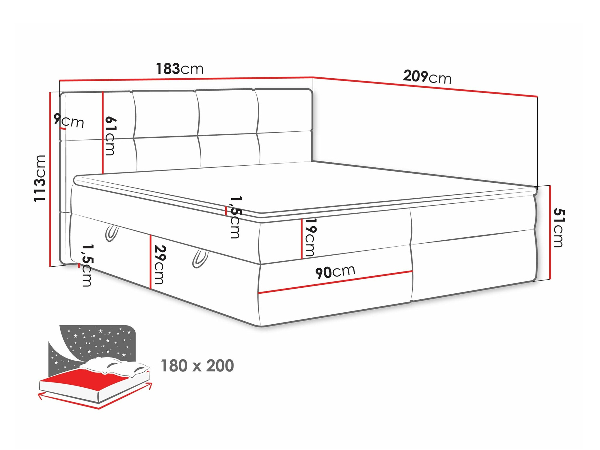 Pat boxspring ComfiDream Nivina (Curio 99)