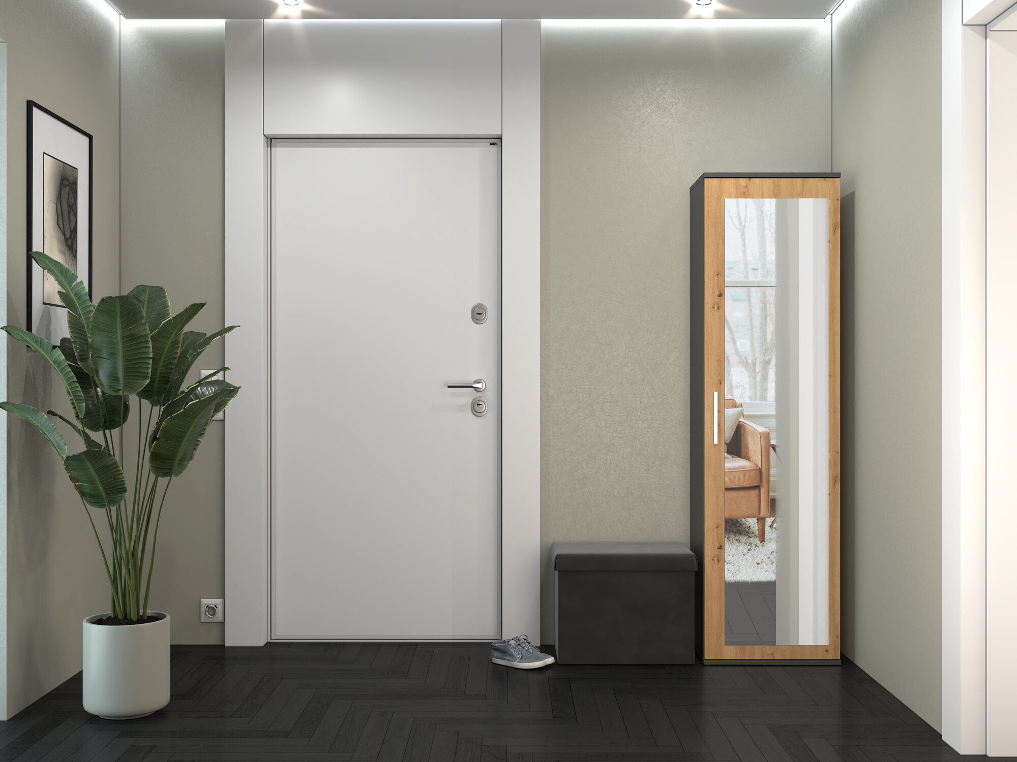 Dulap Mandeville 127 (Stejar artizan + Antracit)
