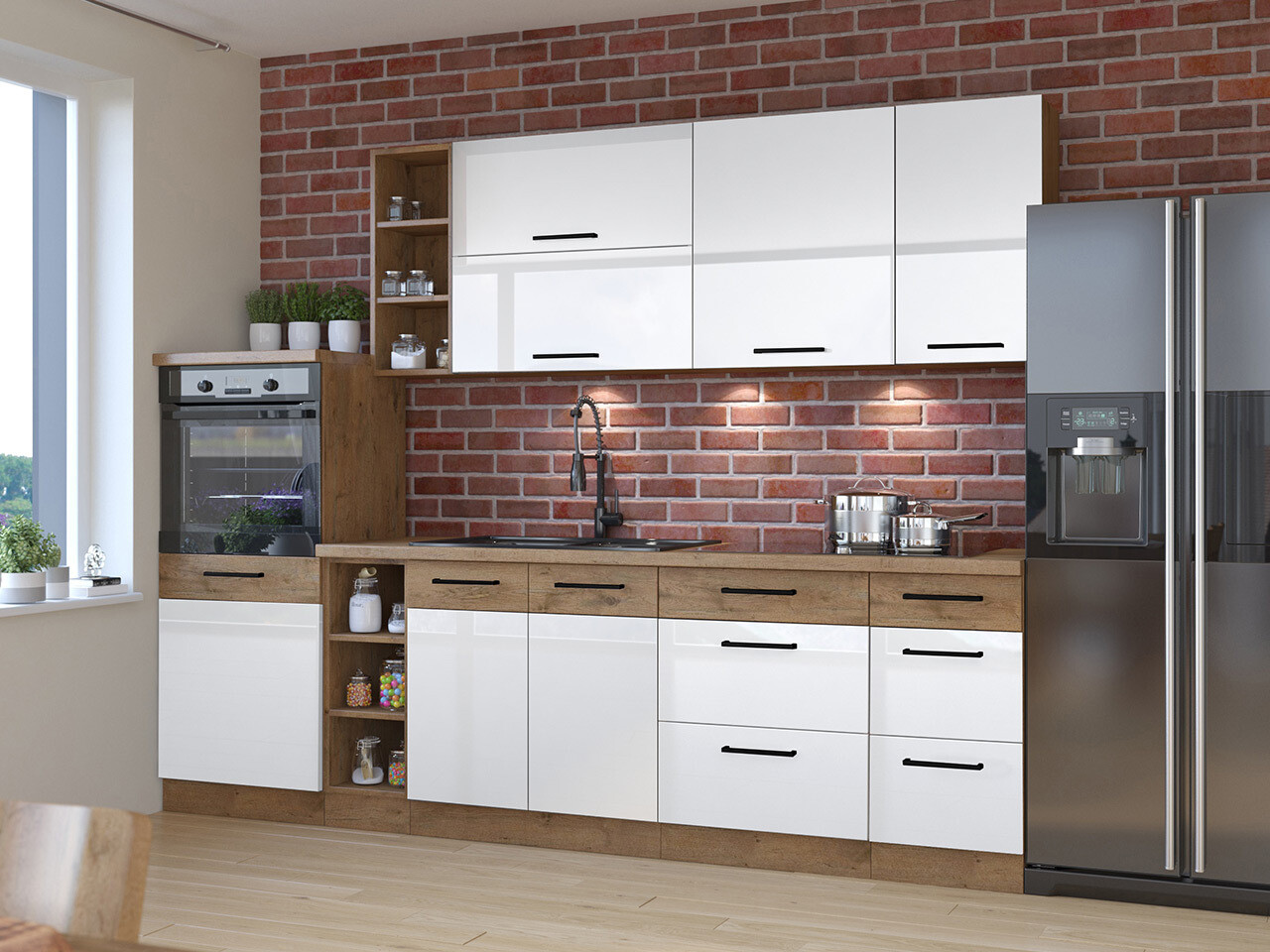 Set de bucătărie modular Wood White 136