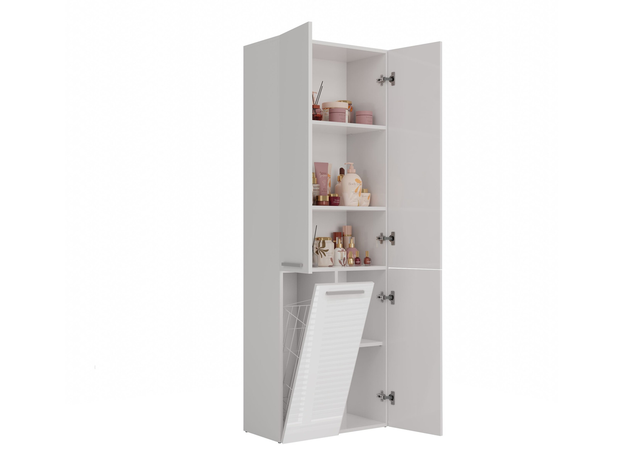 Cabinet de baie neancorat Nolmaru 100 (Alb + Alb lucios)