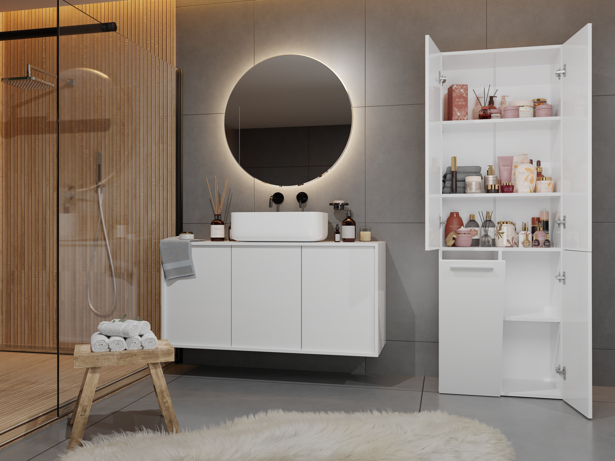 Cabinet de baie neancorat Nolmaru 100 (Alb)