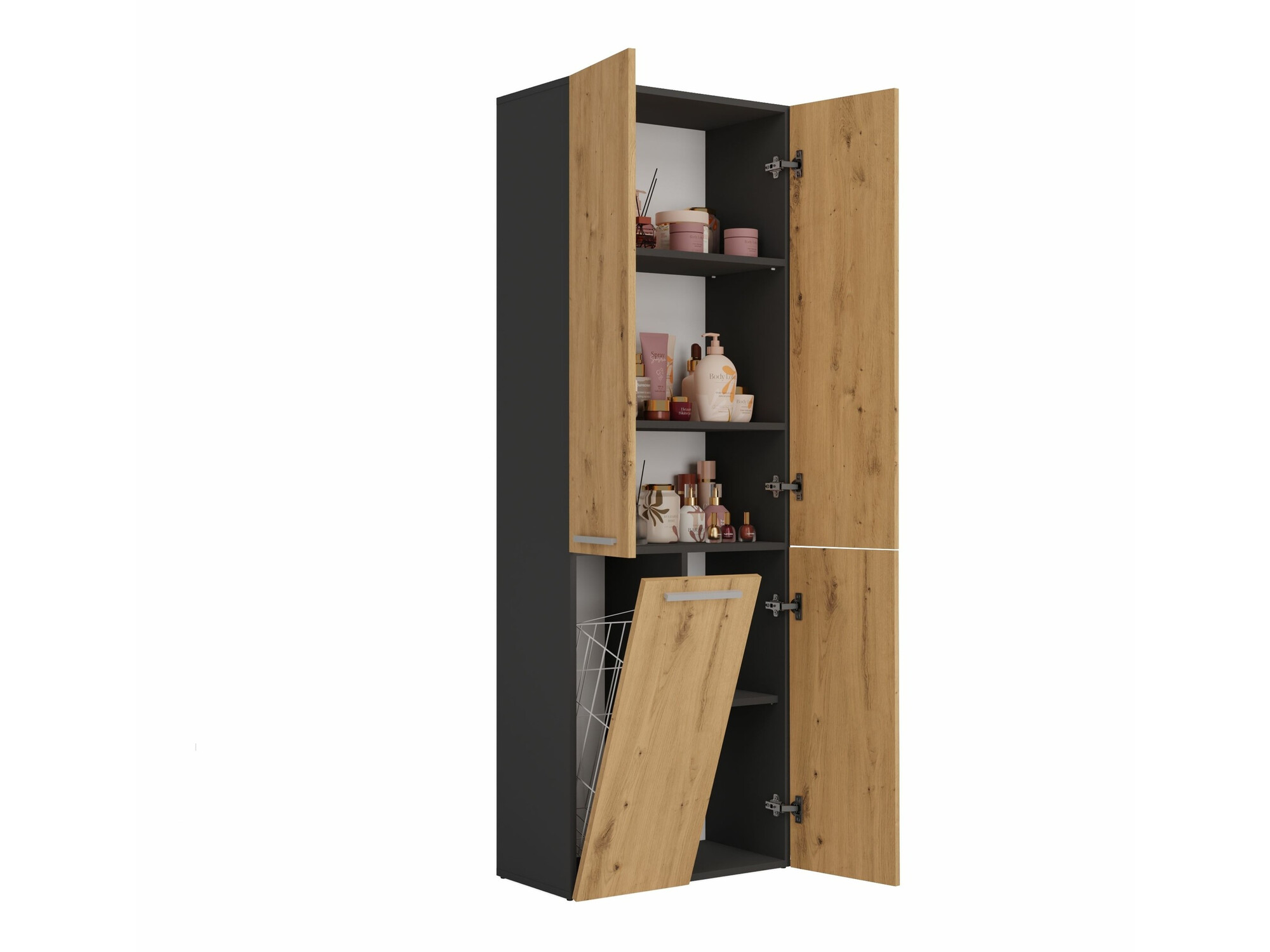 Cabinet de baie neancorat Nolmaru 100 (Antracit + Stejar artizan)