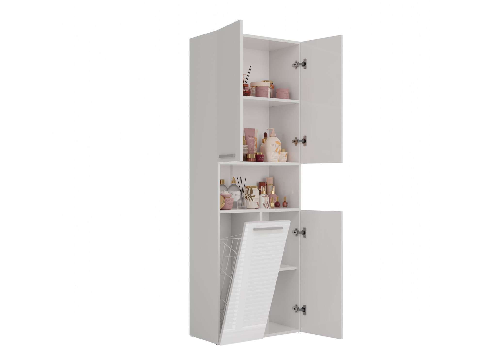 Cabinet de baie neancorat Nolmaru 101 (Alb + Alb lucios)