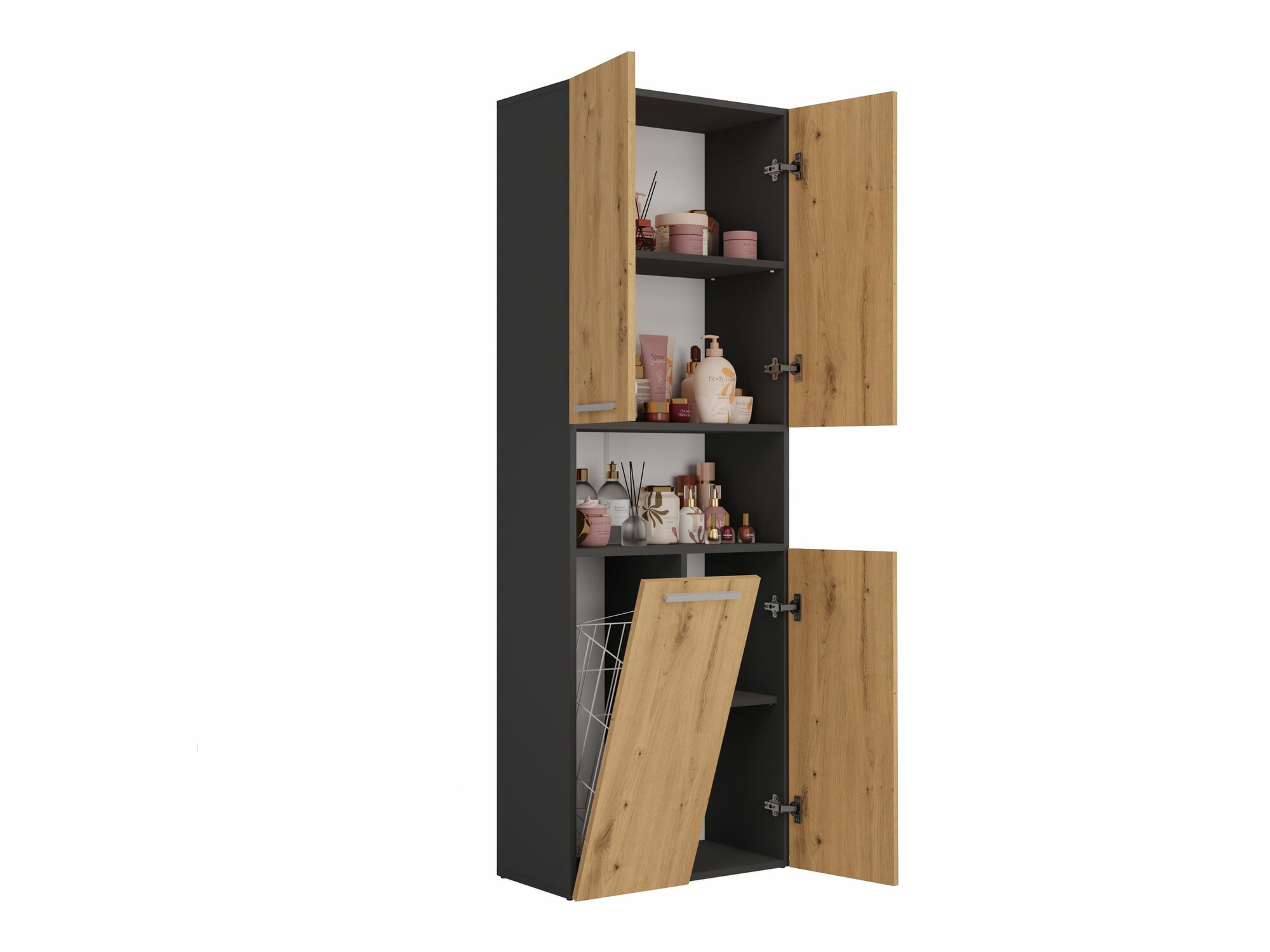Cabinet de baie neancorat Nolmaru 101 (Antracit + Stejar artizan)