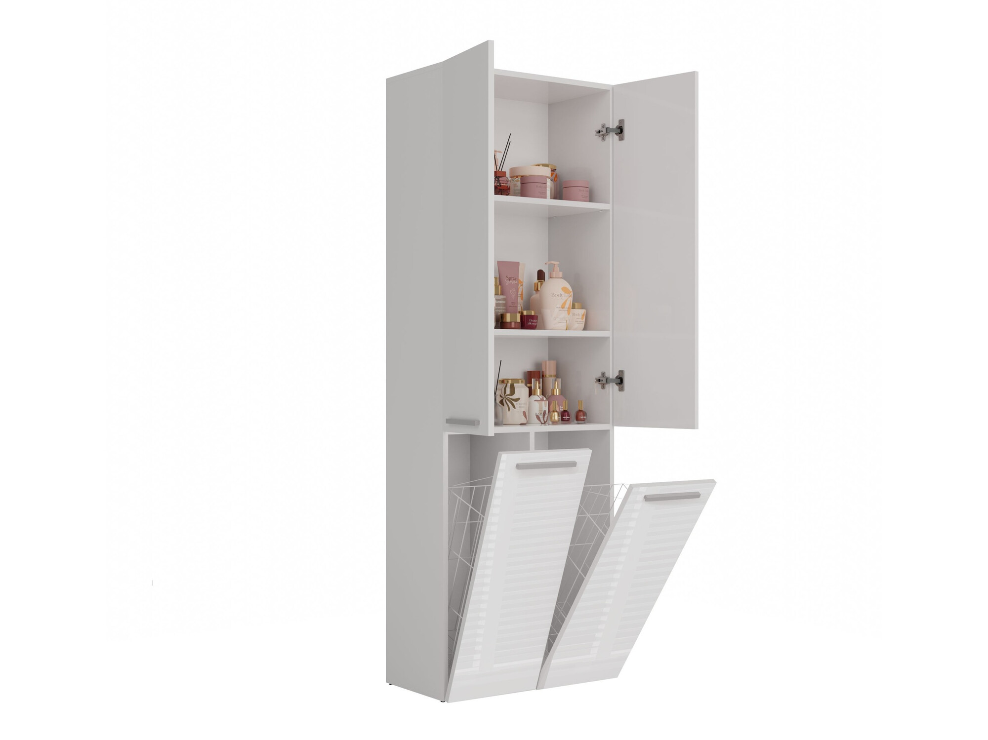 Cabinet de baie neancorat Nolmaru 102 (Alb + Alb lucios)