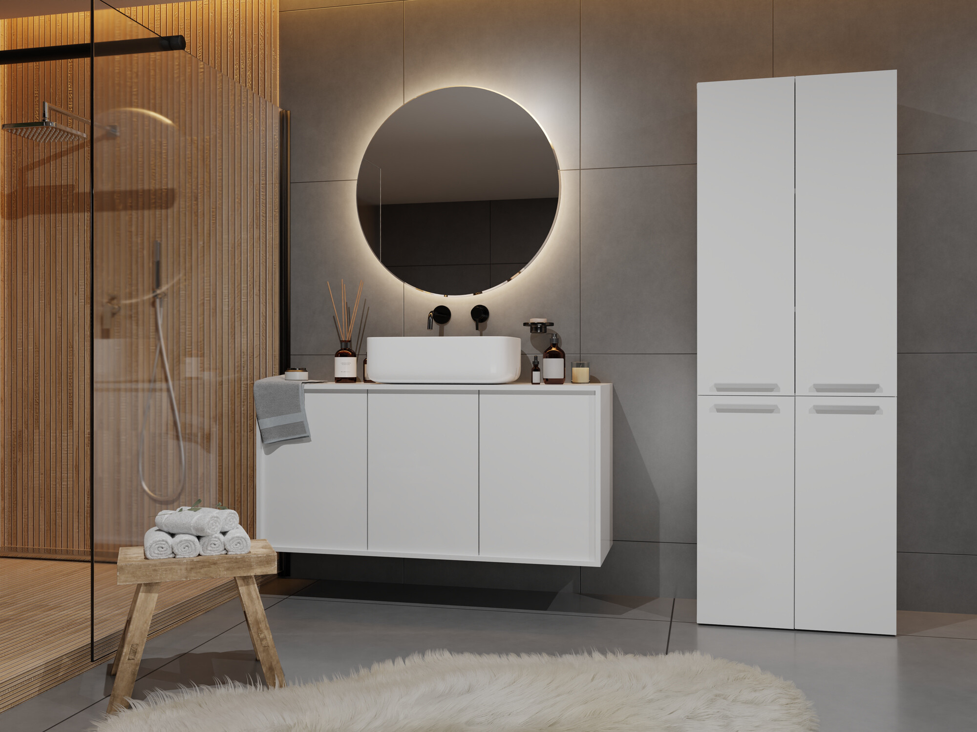 Cabinet de baie neancorat Nolmaru 102 (Alb)