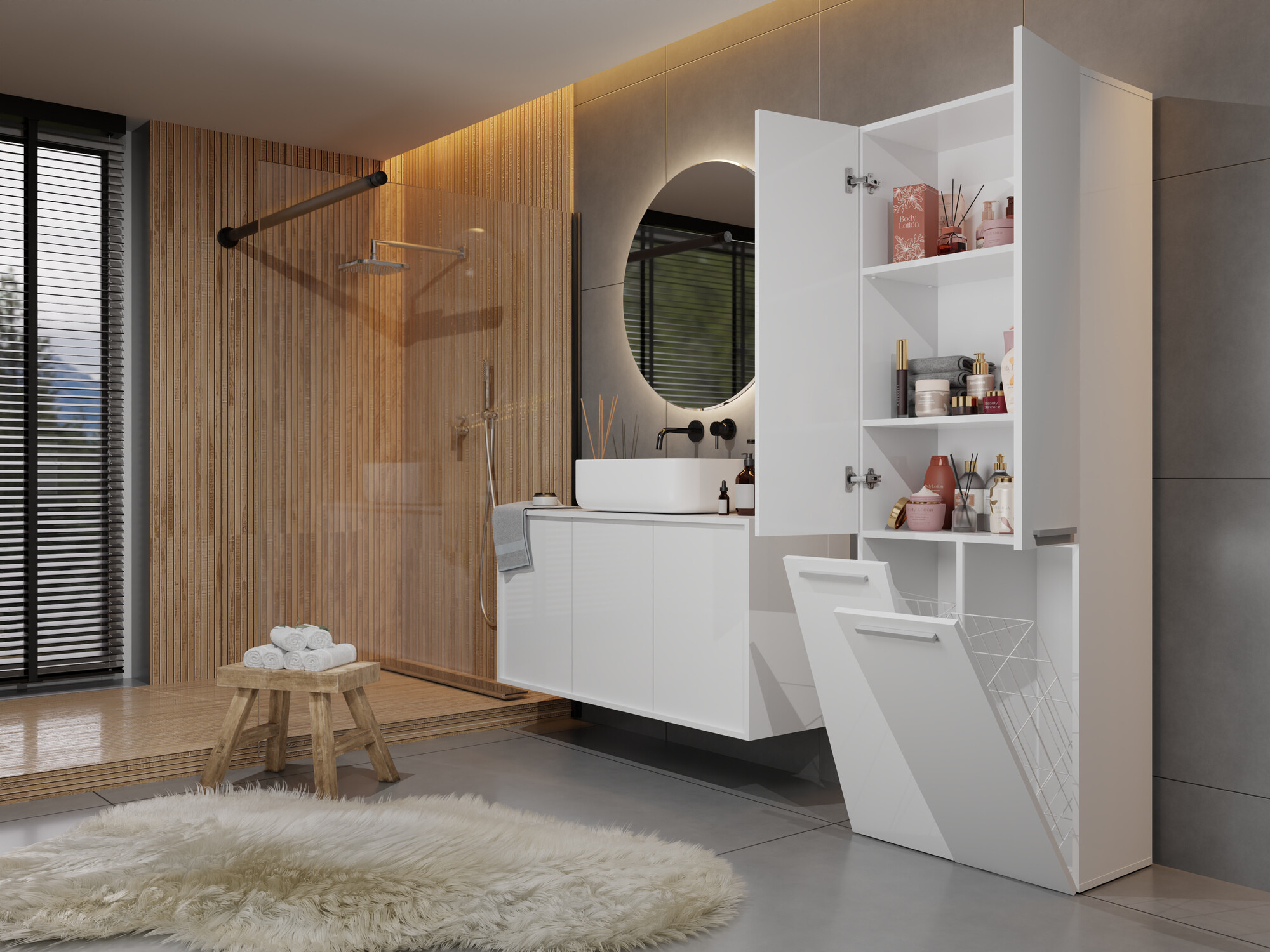 Cabinet de baie neancorat Nolmaru 102 (Alb)