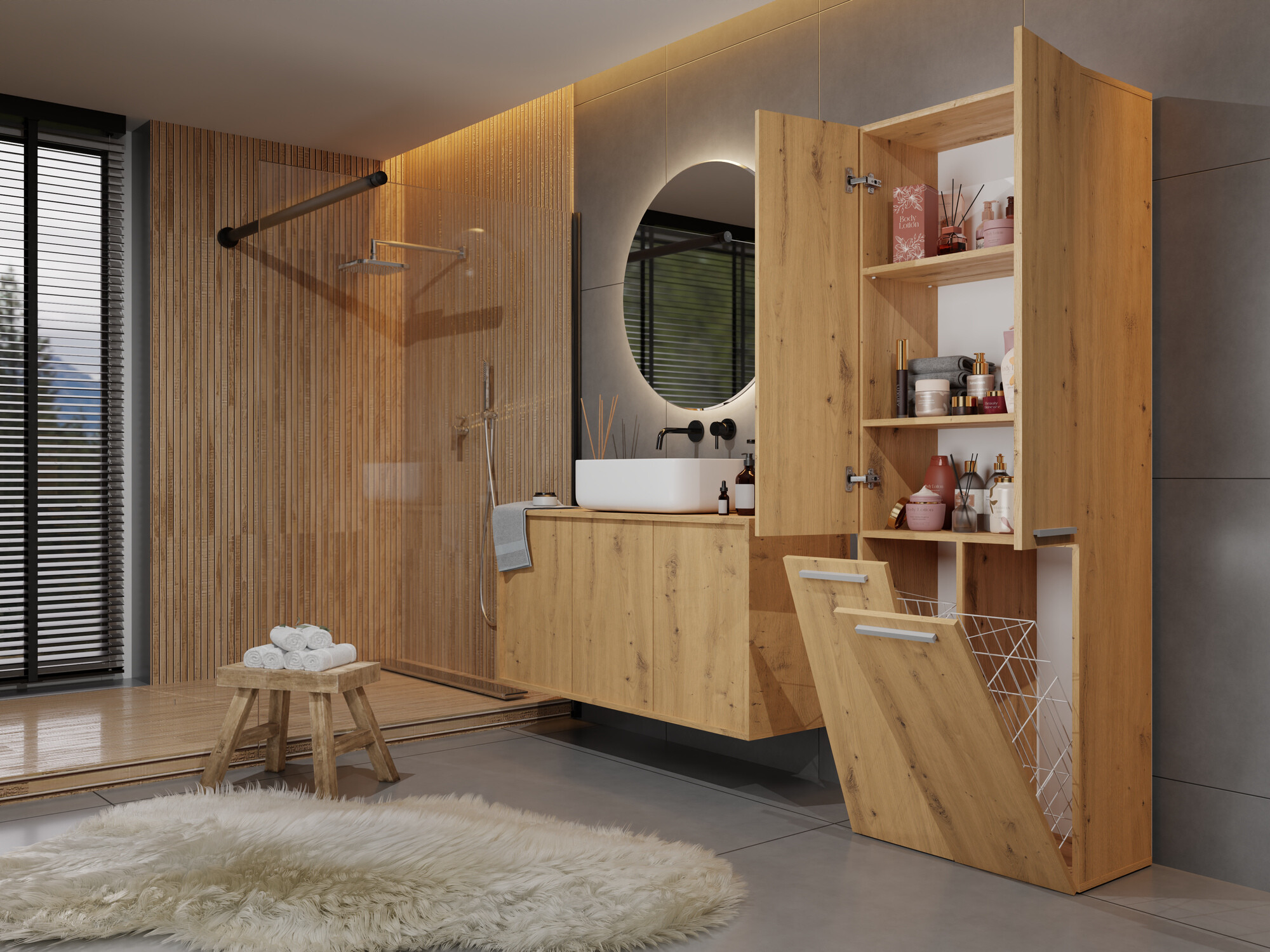 Cabinet de baie neancorat Nolmaru 102 (Stejar artizan)