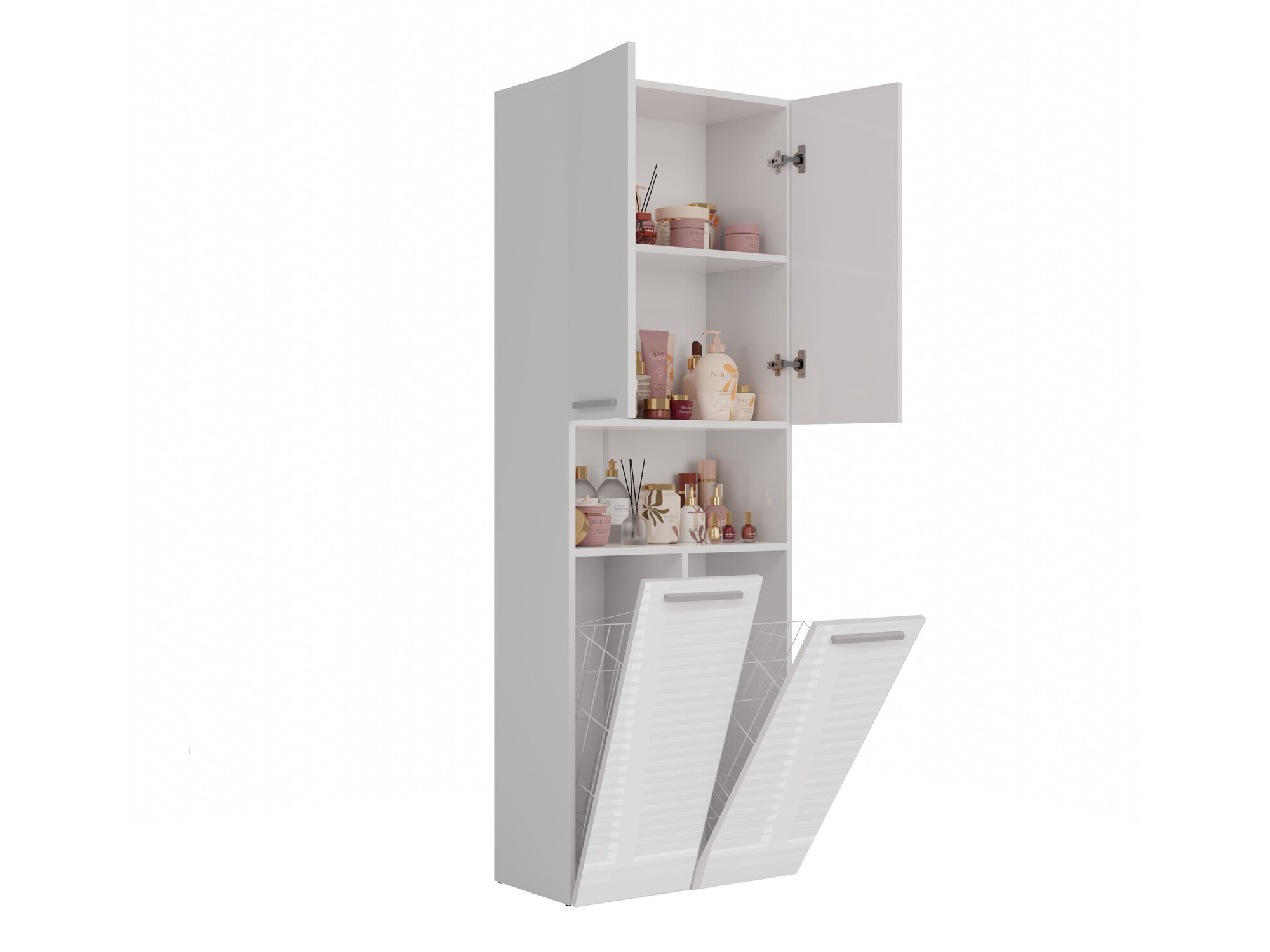 Cabinet de baie neancorat Nolmaru 103 (Alb + Alb lucios)