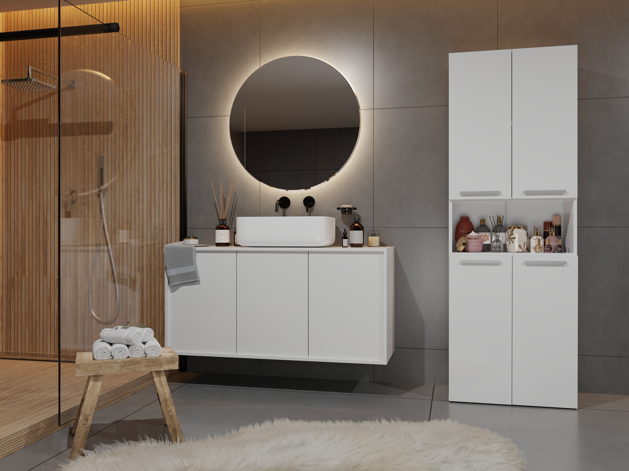 Cabinet de baie neancorat Nolmaru 103 (Alb)