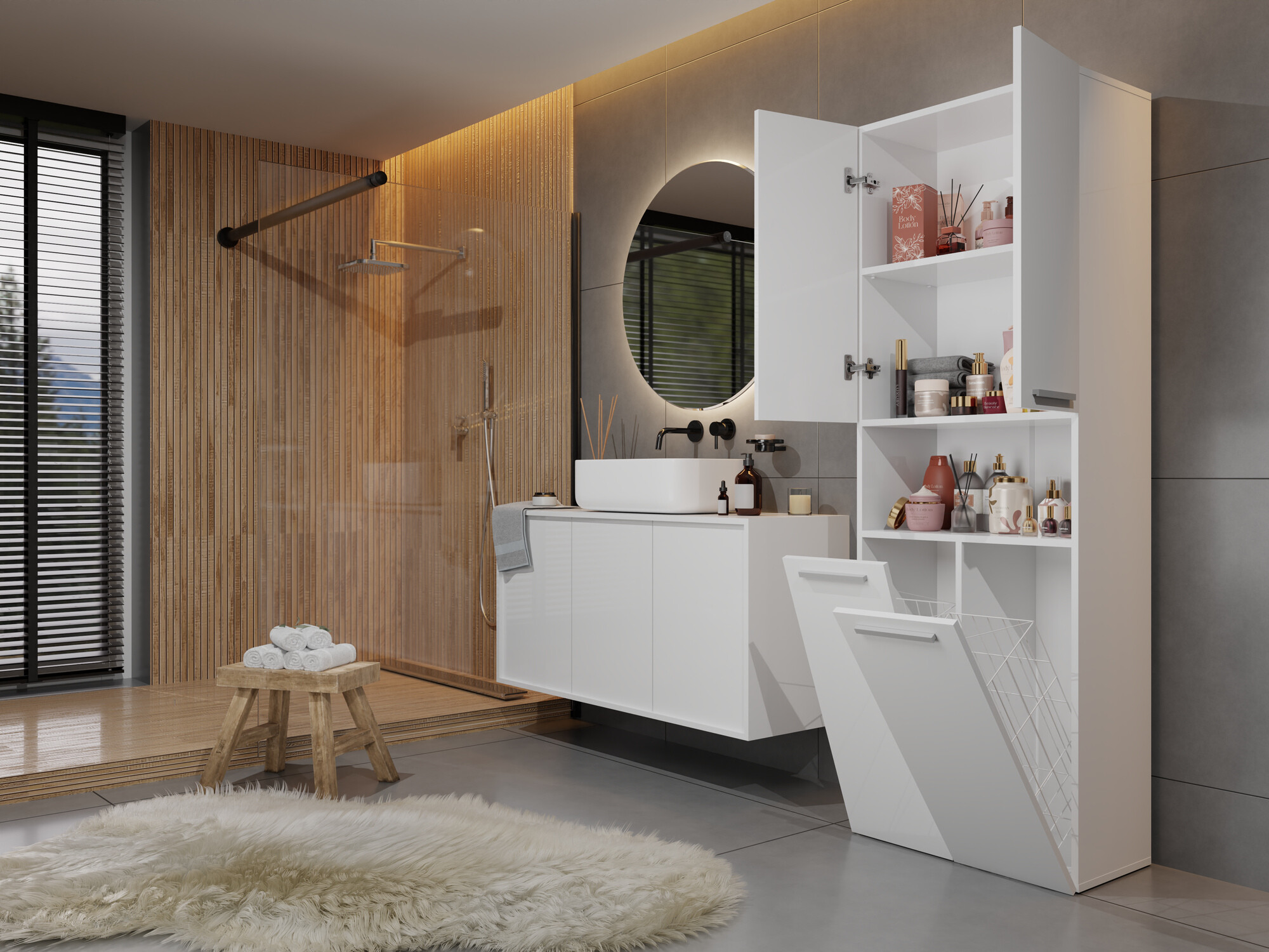 Cabinet de baie neancorat Nolmaru 103 (Alb)