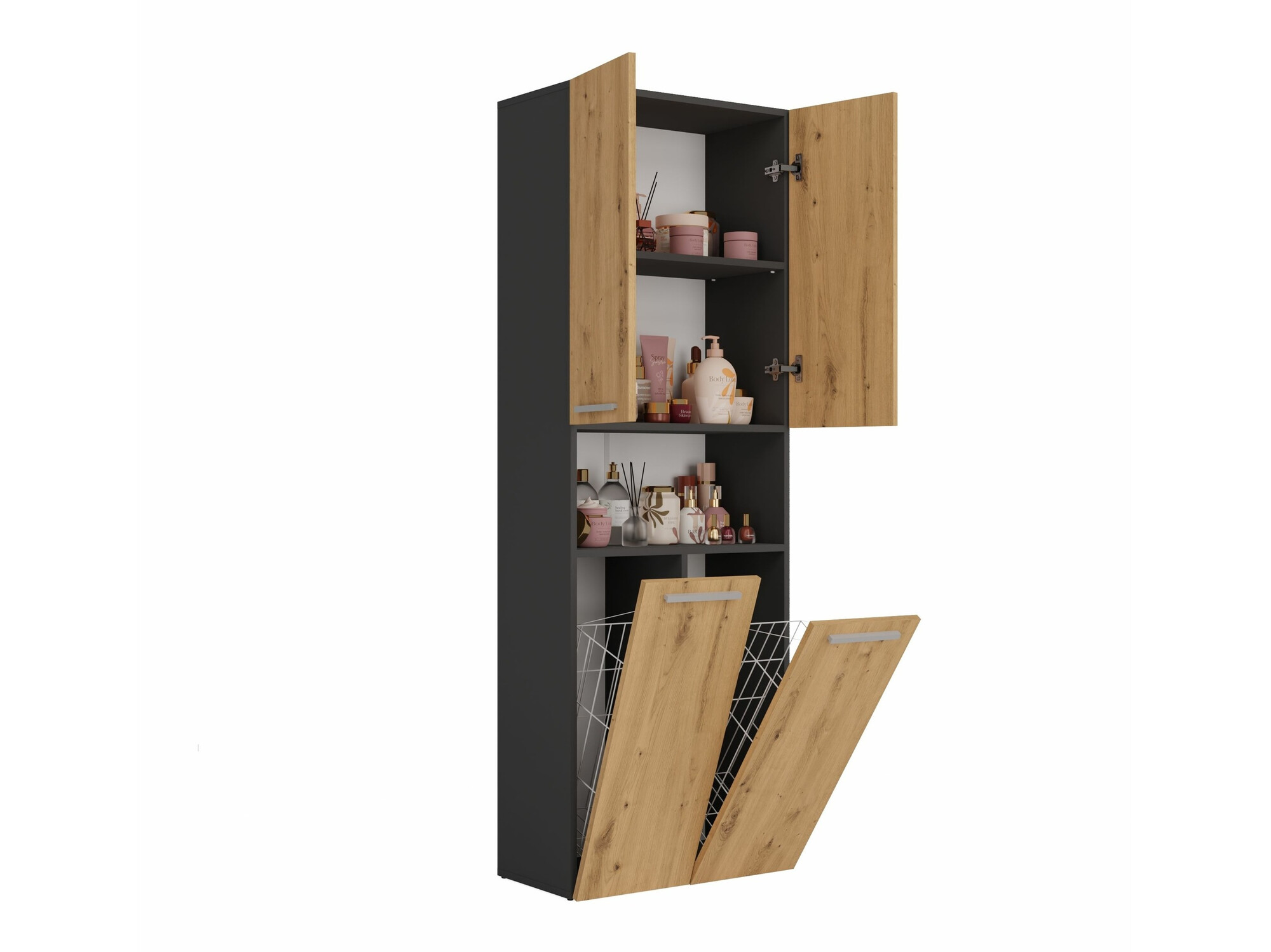 Cabinet de baie neancorat Nolmaru 103 (Antracit + Stejar artizan)