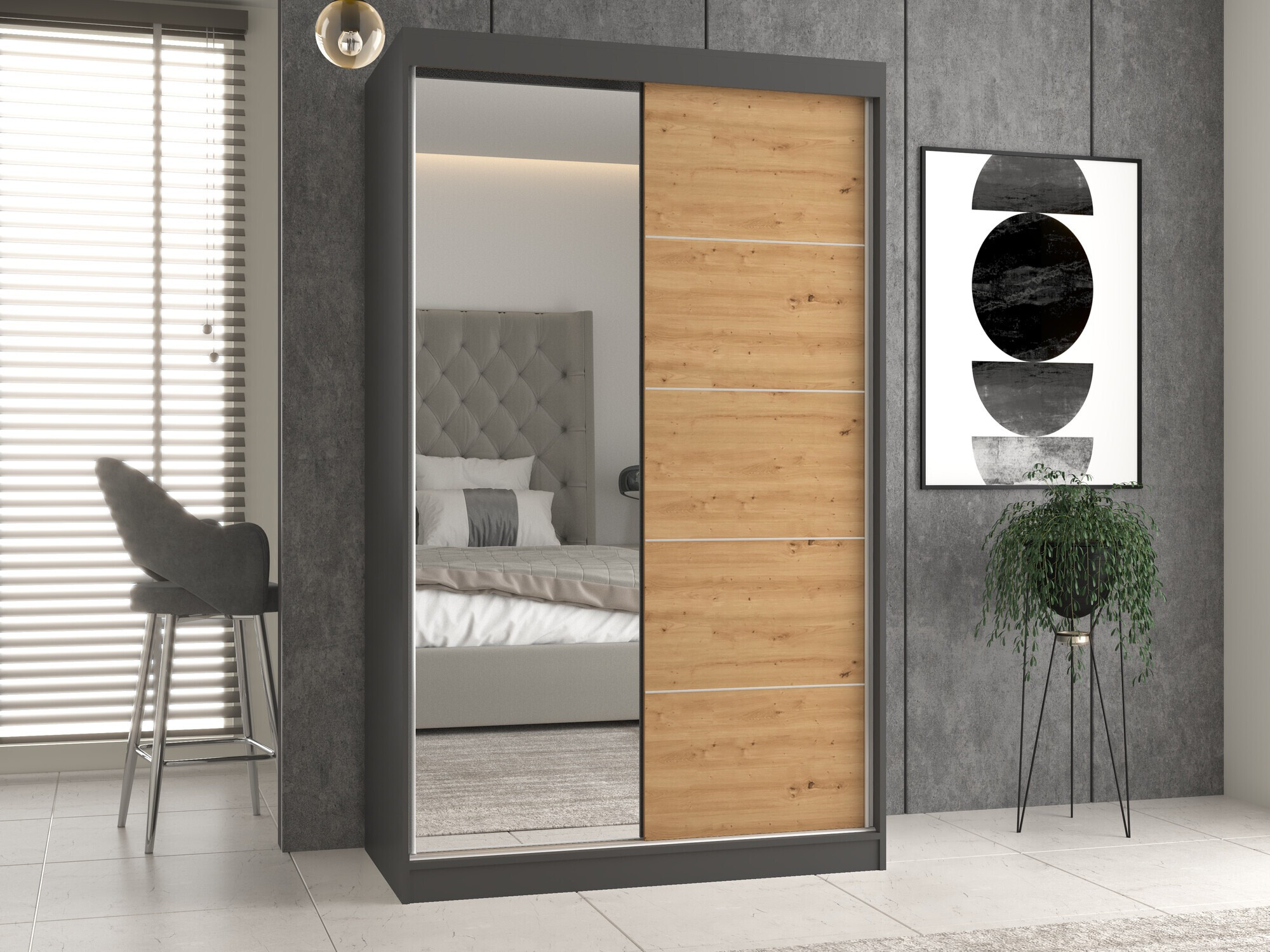 Dulap Mandeville 157 (Antracit + Stejar artizan)