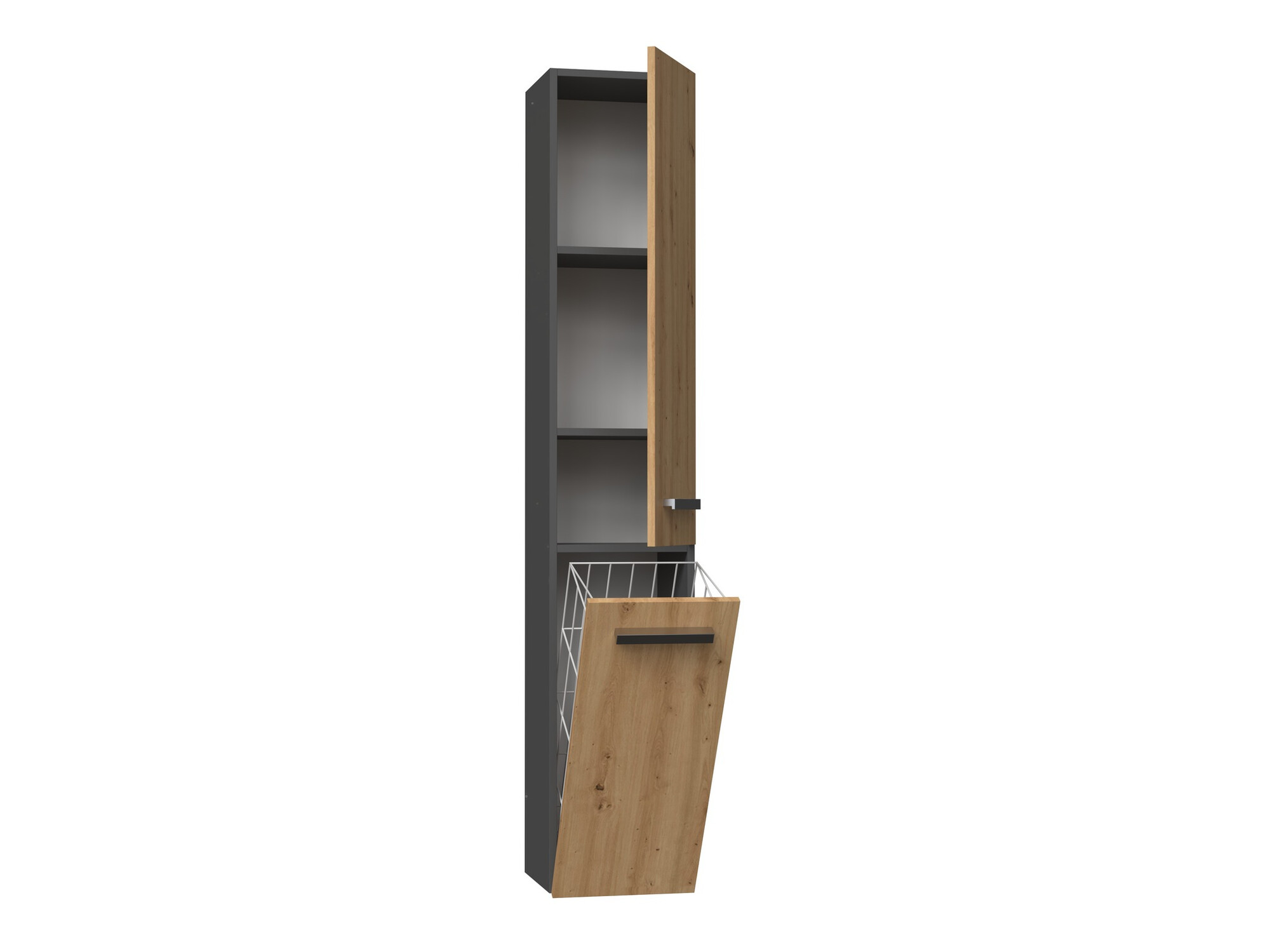 Cabinet de baie neancorat Nolmaru 107 (Antracit + Stejar artizan)