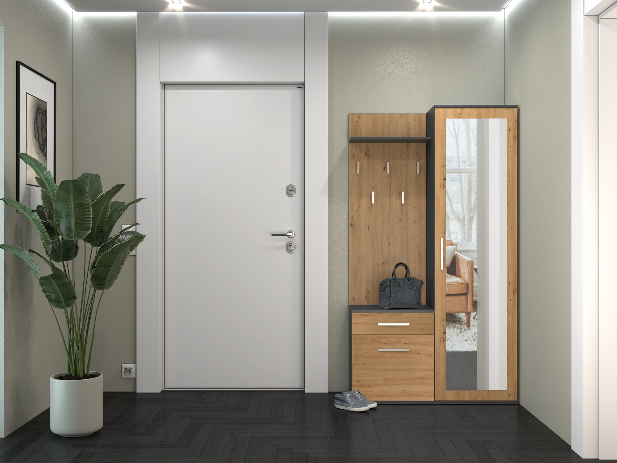 Dulap Mandeville 127 (Stejar artizan + Antracit)