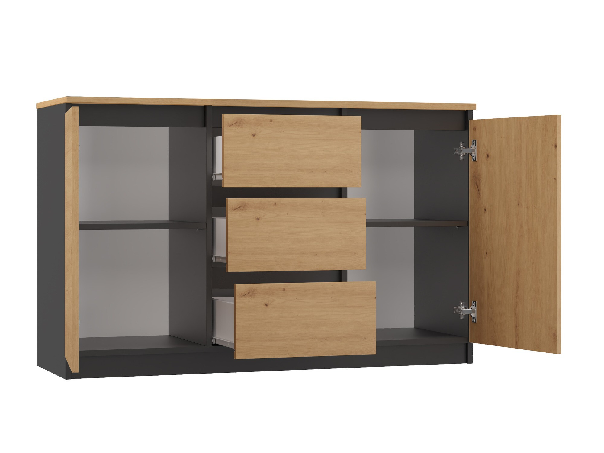 Comodă Elbvelu 109 (Antracit + Stejar artizan)