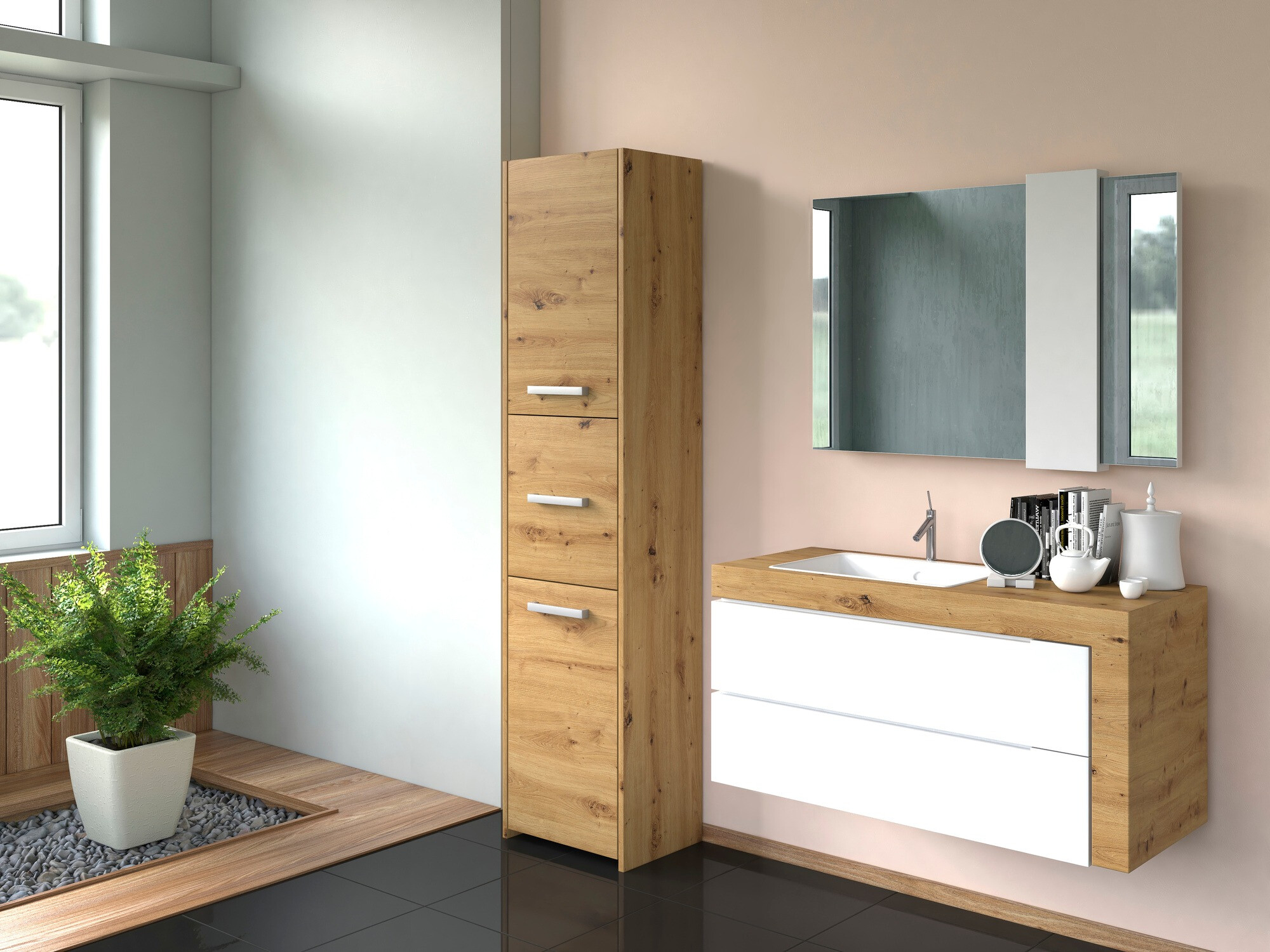 Cabinet de baie neancorat Mandeville 251 (Stejar artizan)