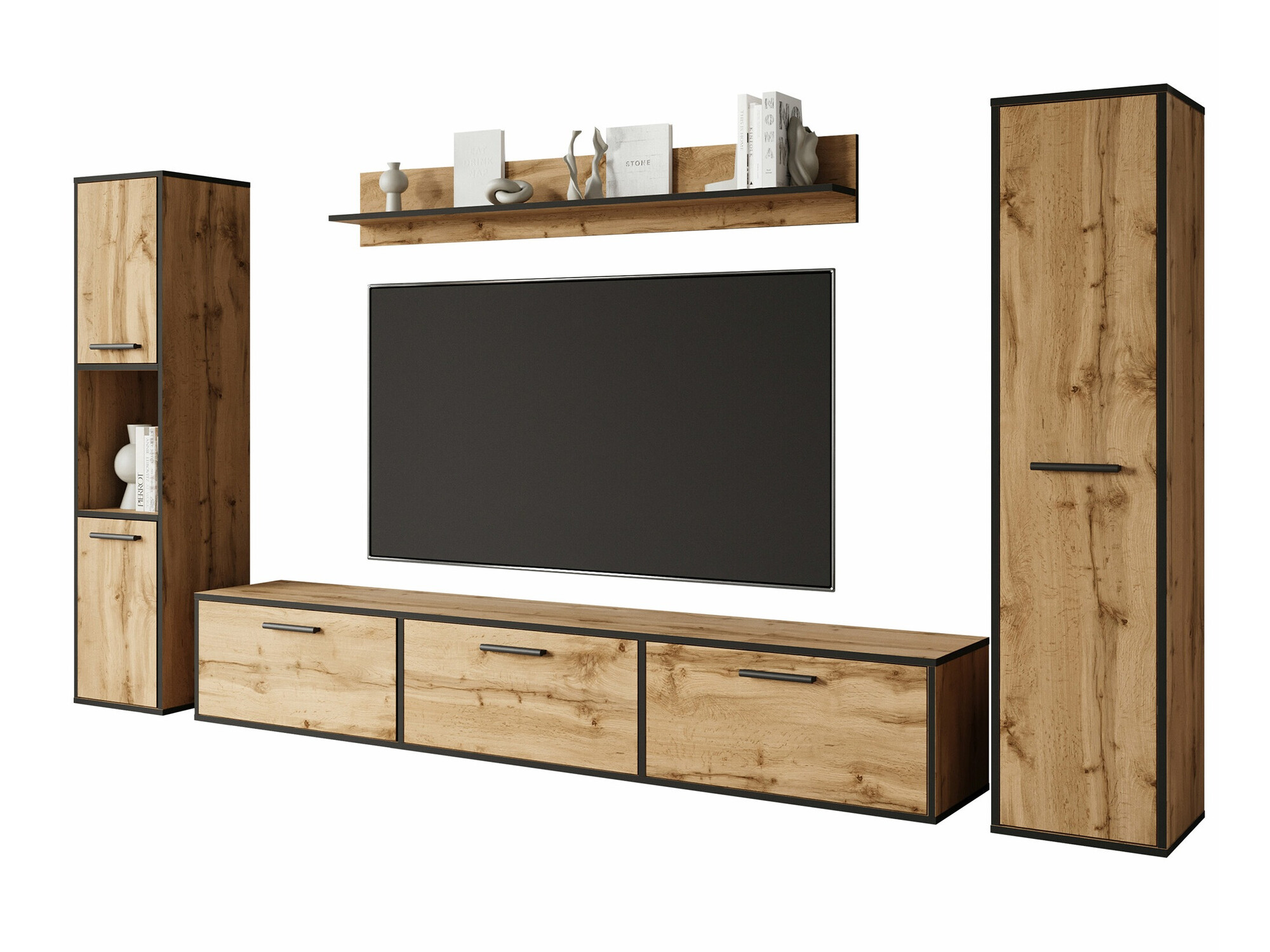 Set de living Sarasota 175 (Negru + Stejar Wotan)