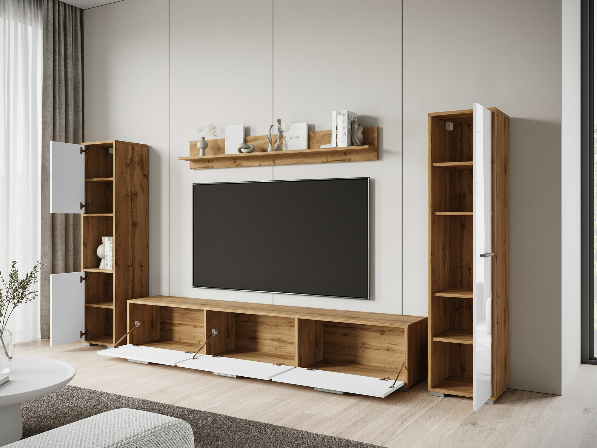 Set de living Sarasota 175 (Negru + Stejar Wotan)