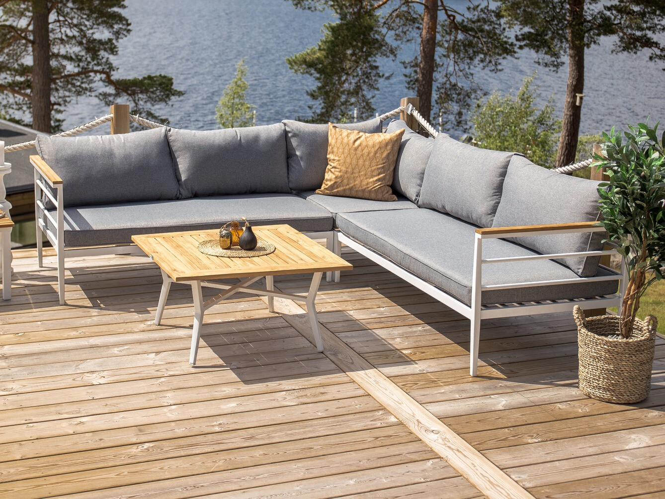 Set mobilier de exterior Dallas 525 (Alb + Gri)