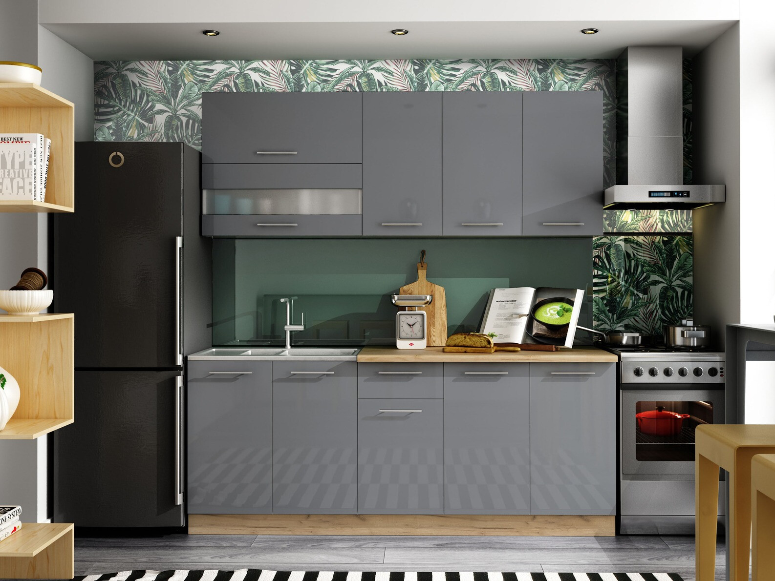 Dulap de perete modular Tiffa Grey 111