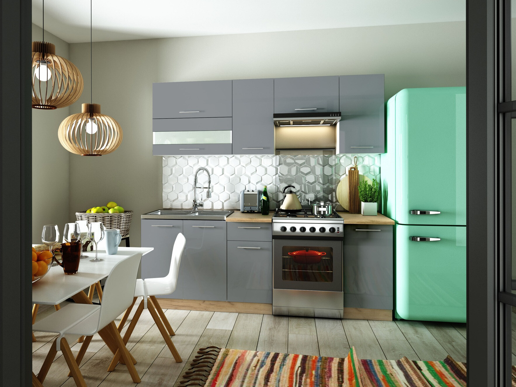 Dulap de perete modular Tiffa Grey 114