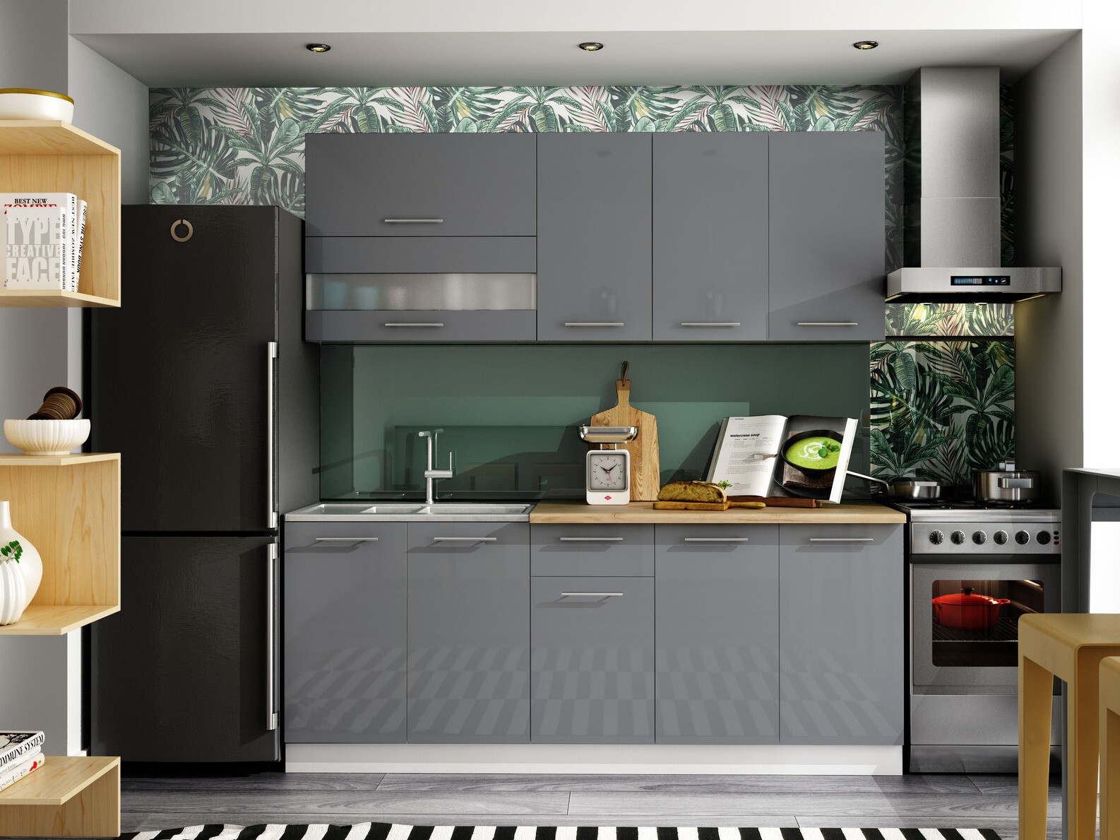 Dulap de perete modular Tiffa Grey 118