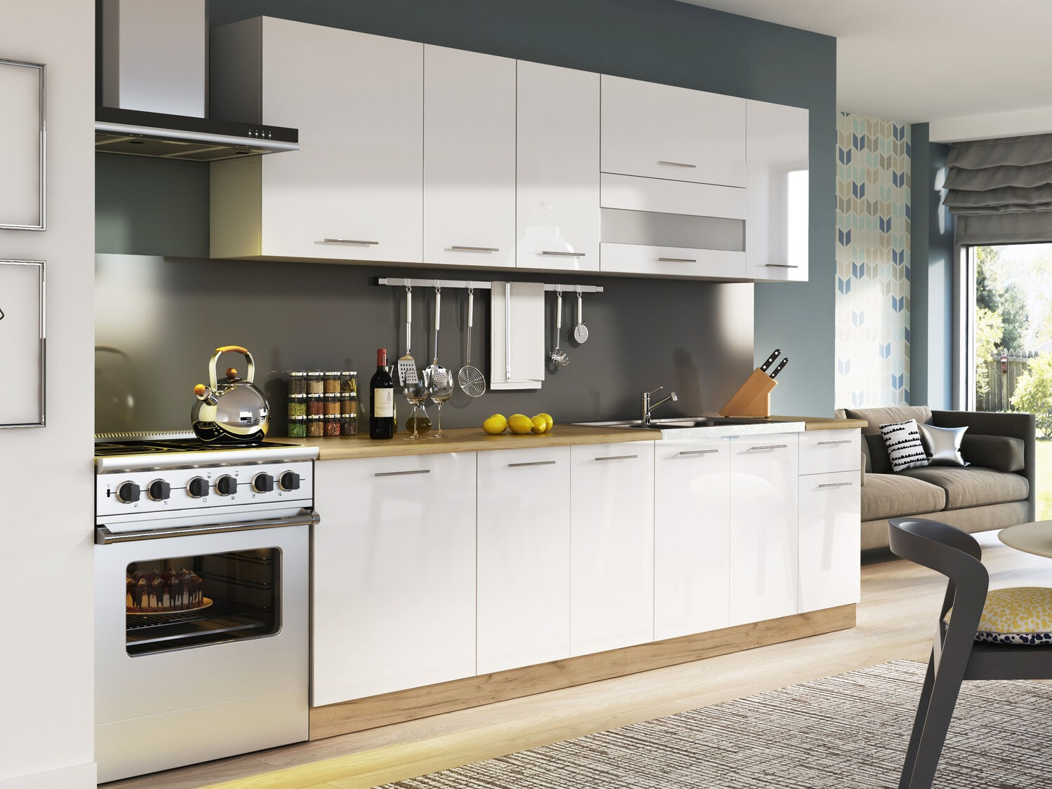 Dulap modular cu uși pentru chiuvetă Tiffa White 134