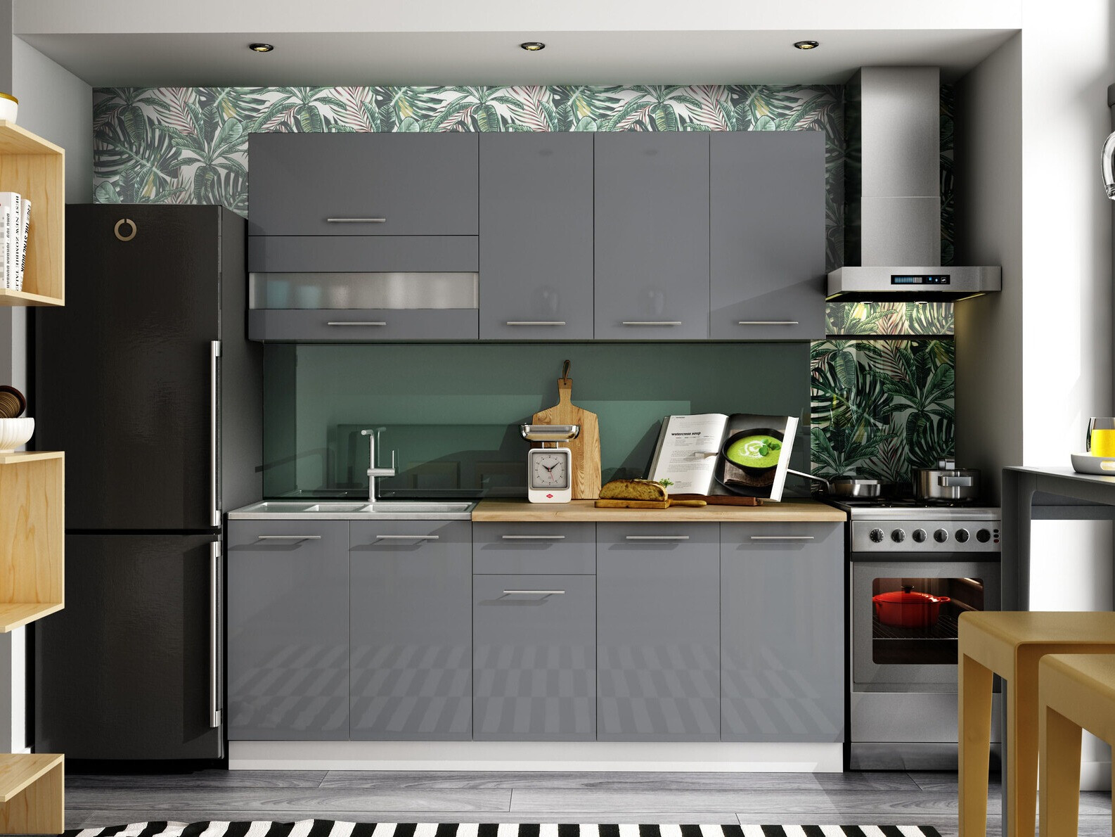 Dulap modular cu sertar și uși Tiffa Grey 138