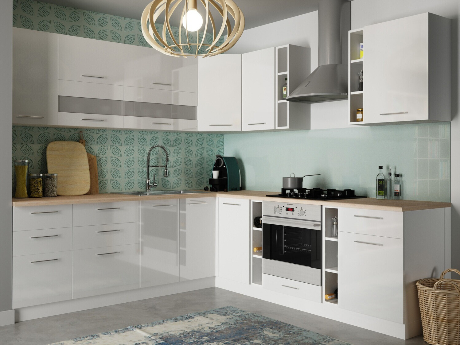 Dulap modular cu sertar și uși Tiffa White 141