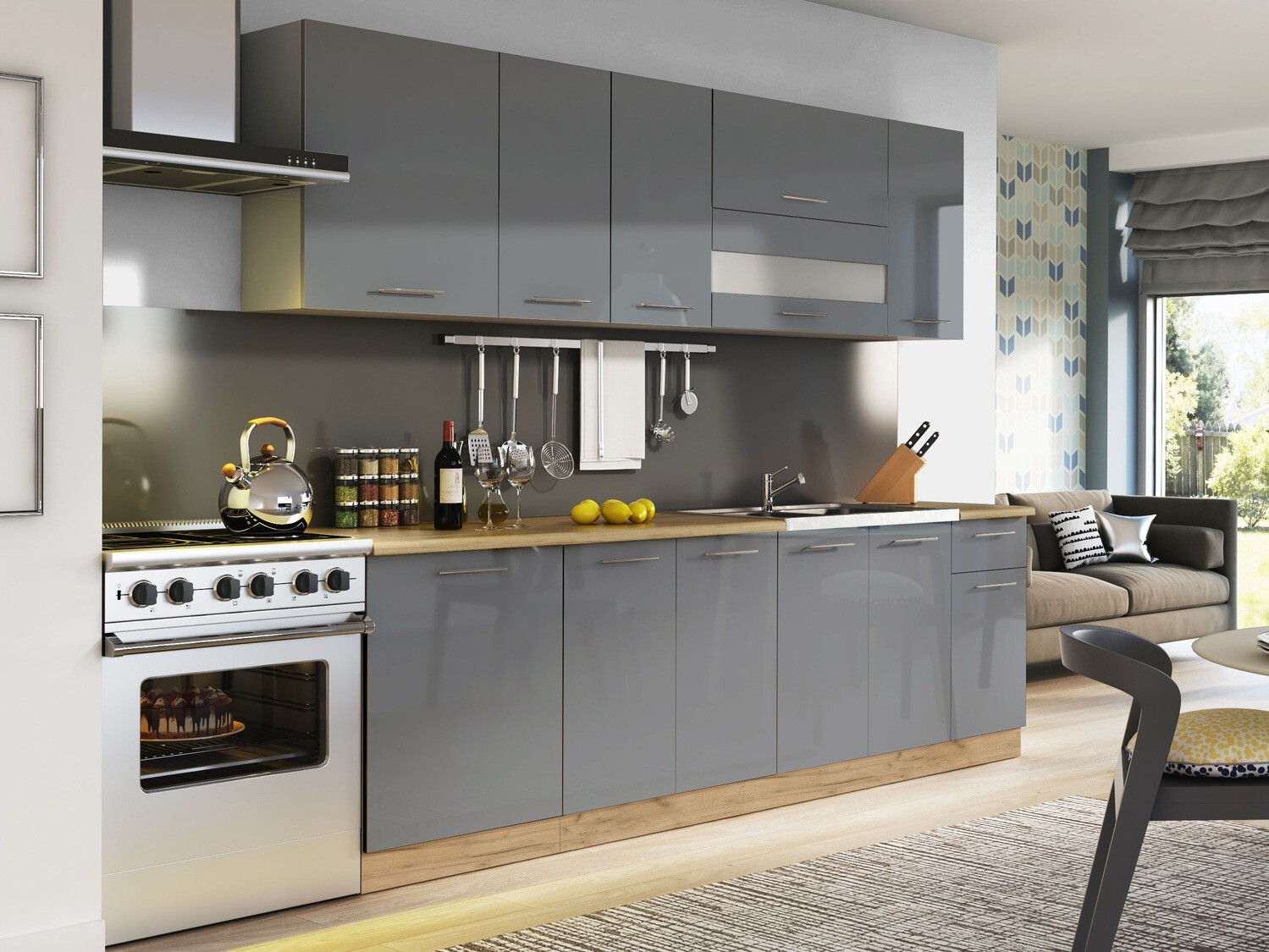 Dulap modular cu uși Tiffa Grey 136