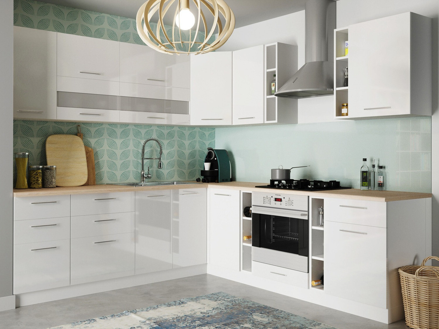 Dulap modular cu sertar și uși Tiffa White 143