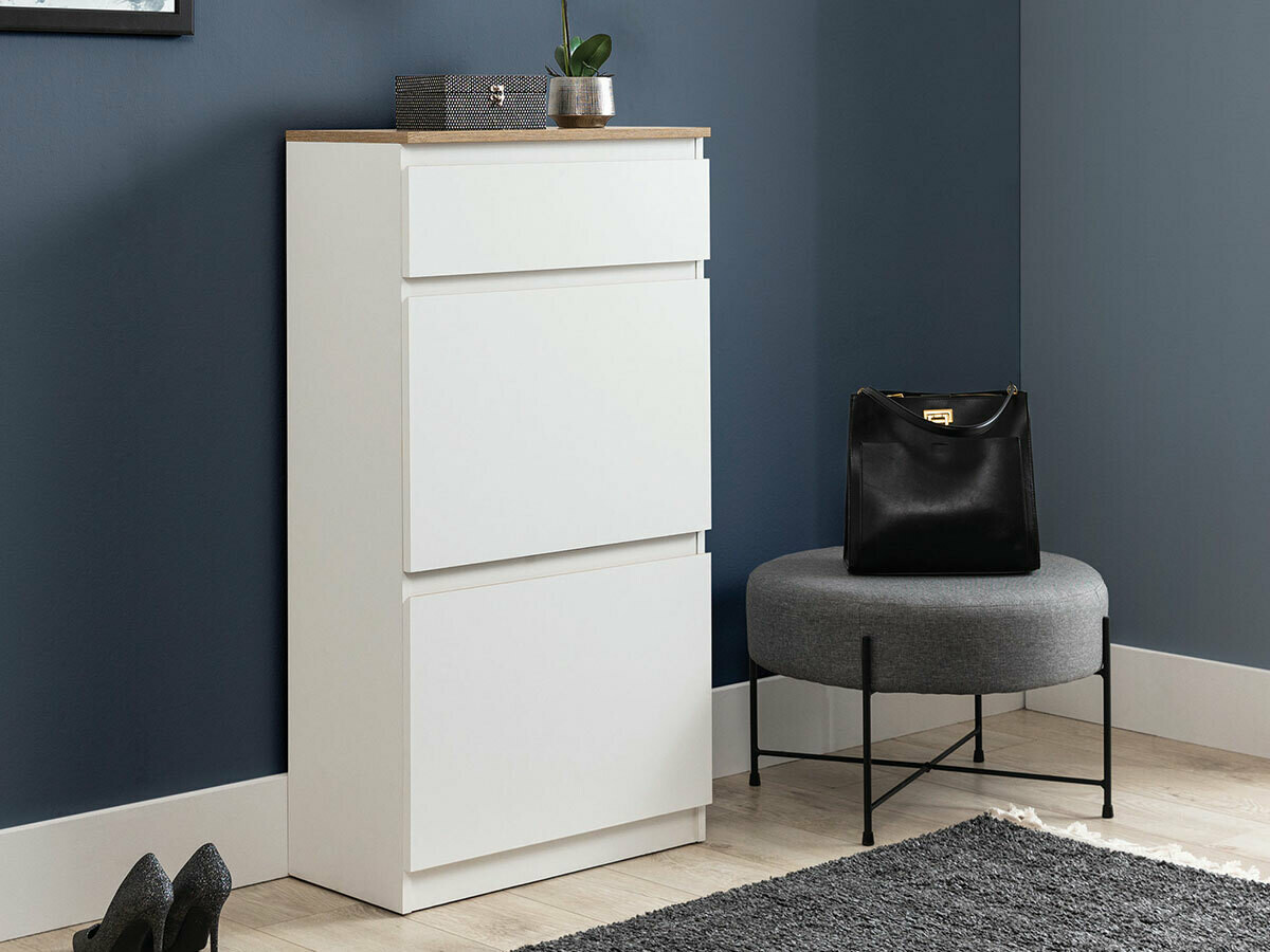 Dulap pantofi Catelbi 108 (Alb + Stejar)