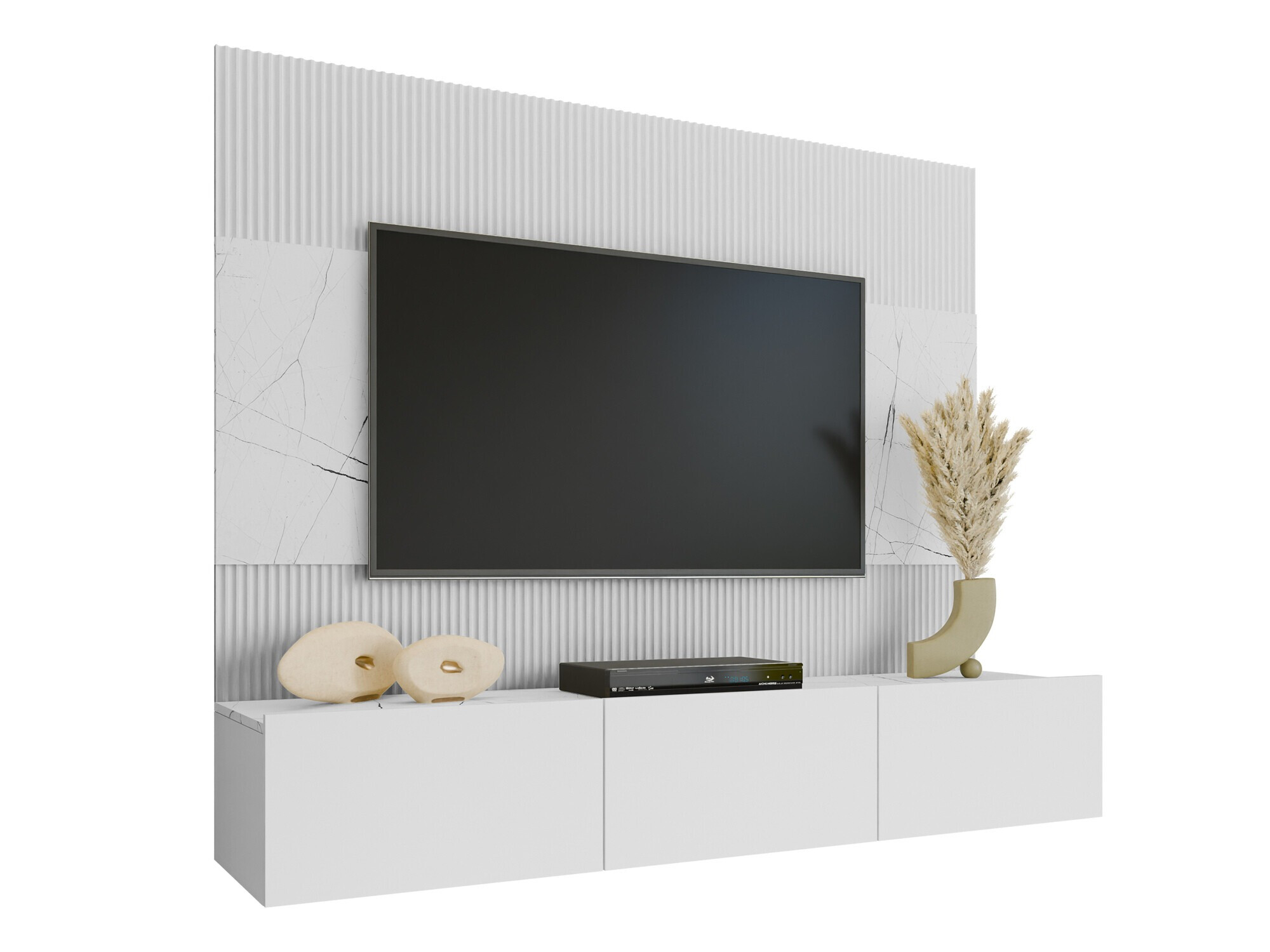 Set de living Comfivo Salix (Alb + Marmură albă)