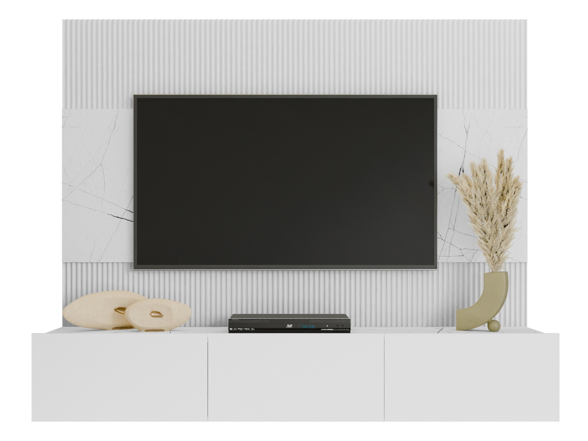 Set de living Comfivo Salix (Alb + Marmură albă)