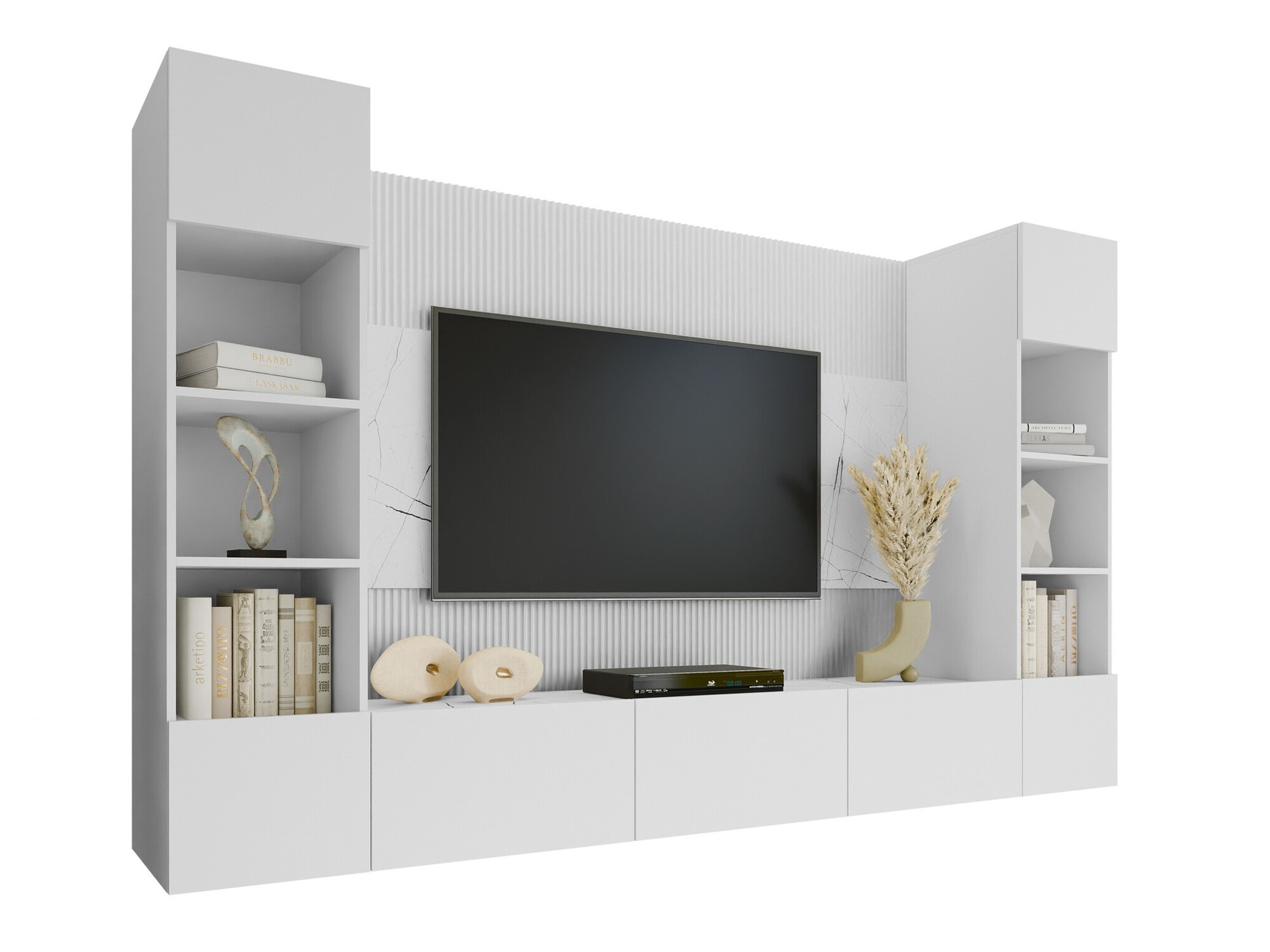 Set de living Comfivo Salix I (Alb + Marmură albă)