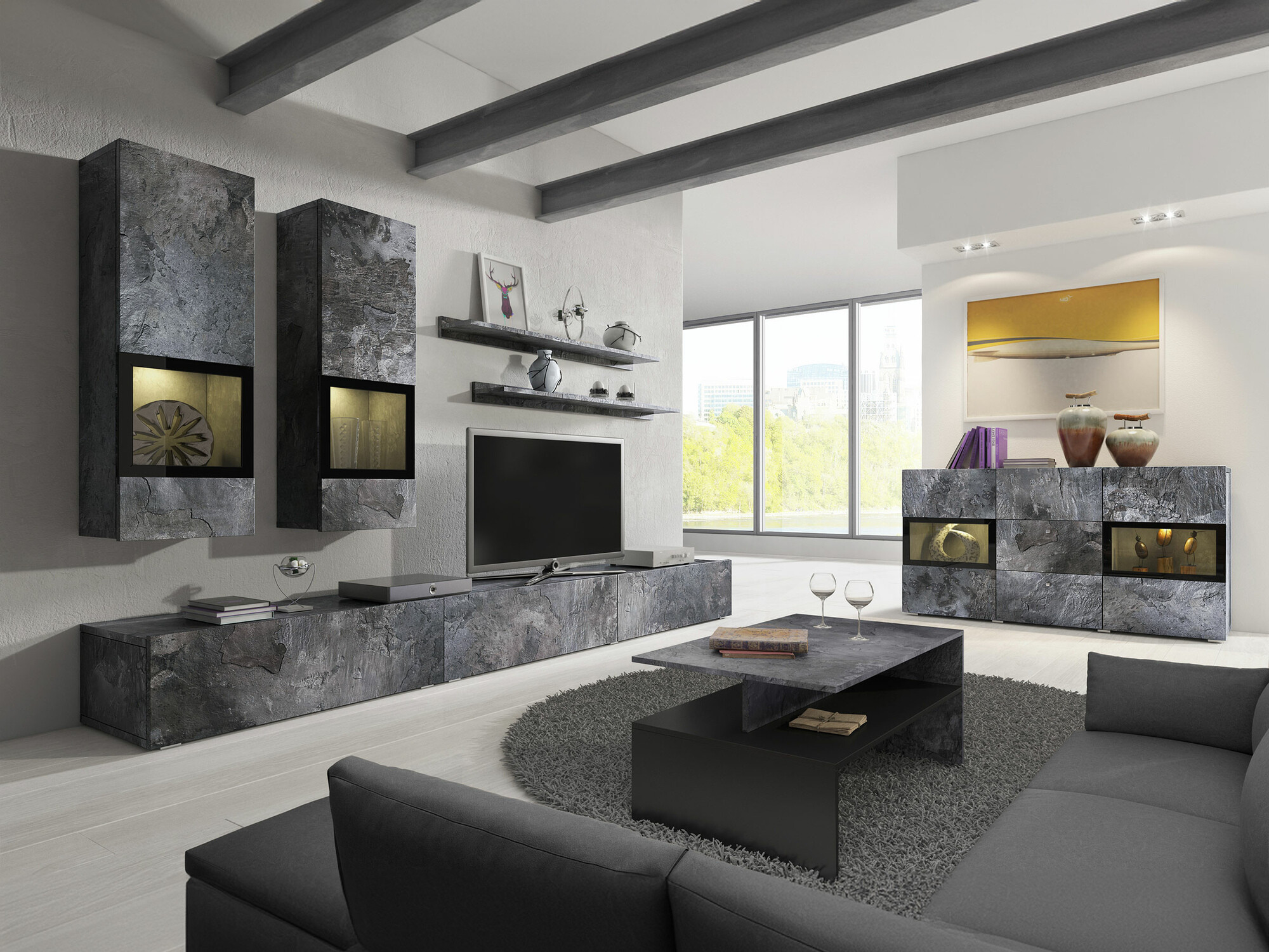 Set de living Serodeu 104 (Beton închis la culoare)