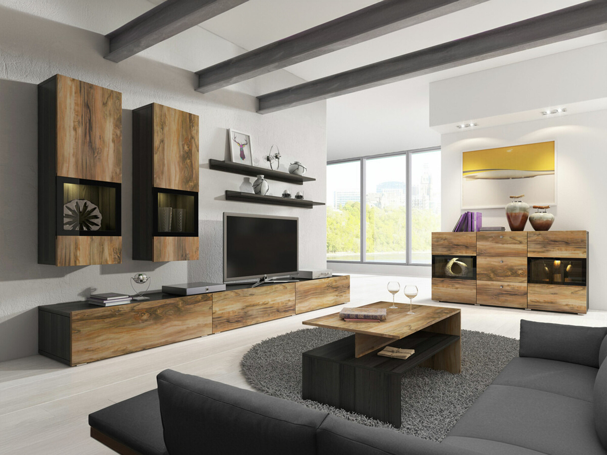 Set de living Serodeu 104 (Nuc + Maro închis)